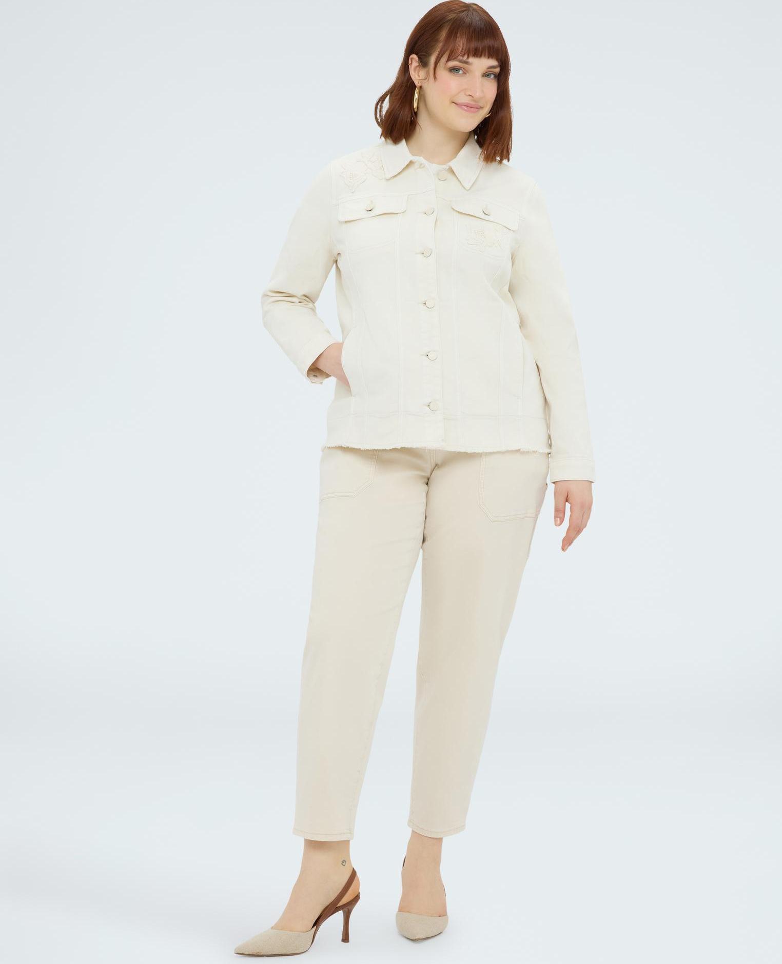 Camisa de mujer shacket con bordados florales - Fiorella Rubino - Beige Beige-4