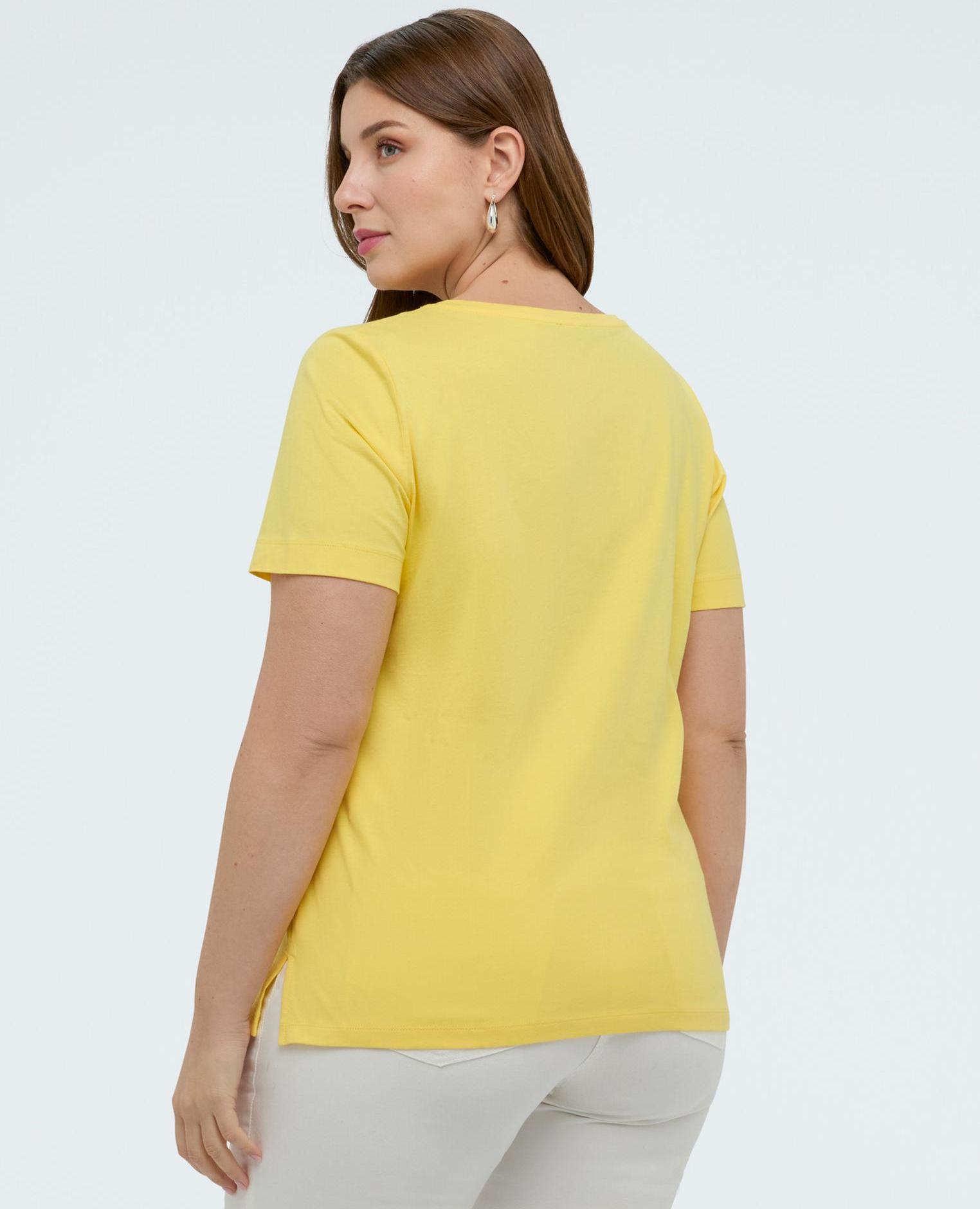 Camiseta de mujer de algodón con cadenita dorada - Fiorella Rubino - Amarillo Amarillo-2