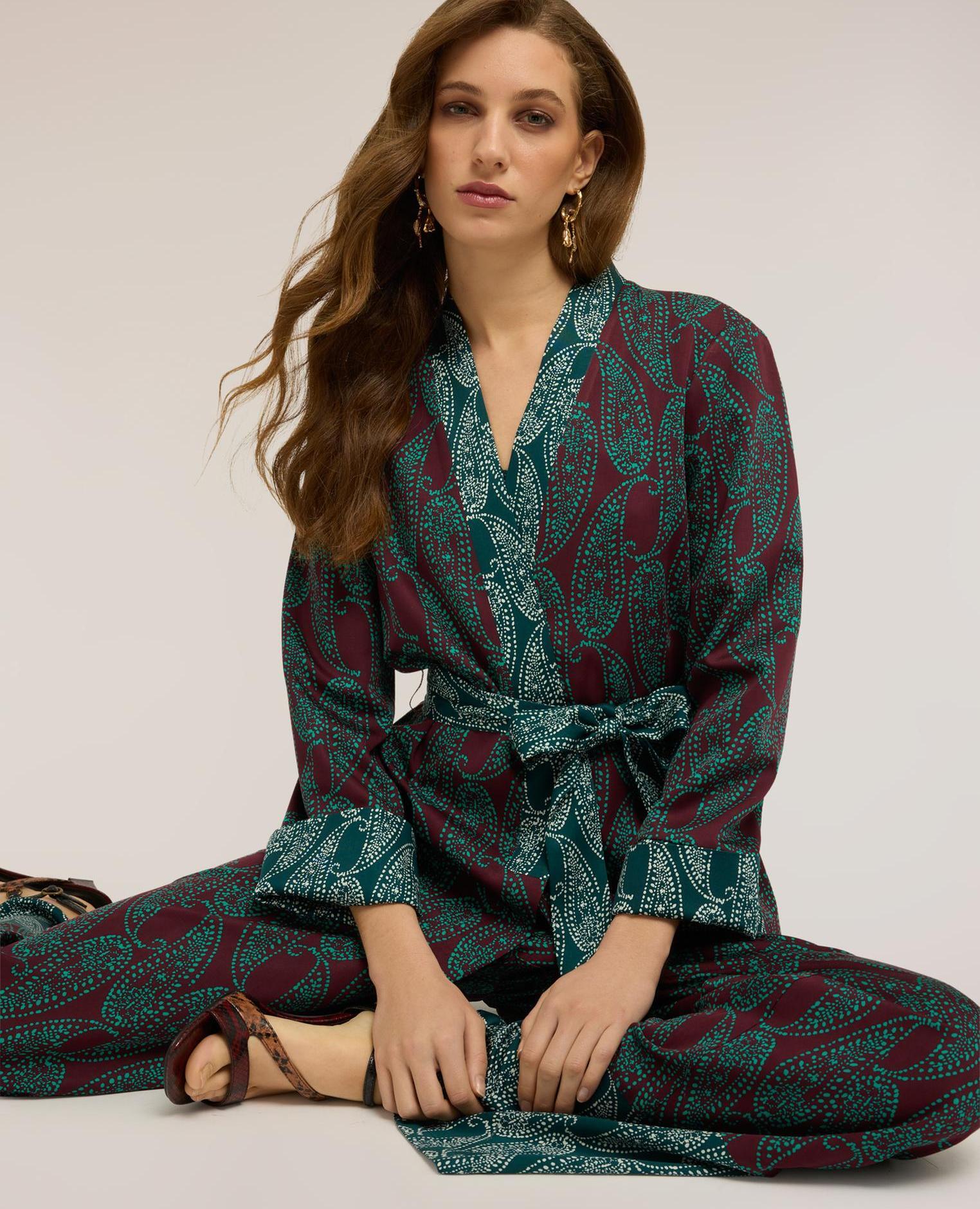 Motivi - Chaqueta de mujer desestructurada en raso fantasía cashmere ajuste oversize.