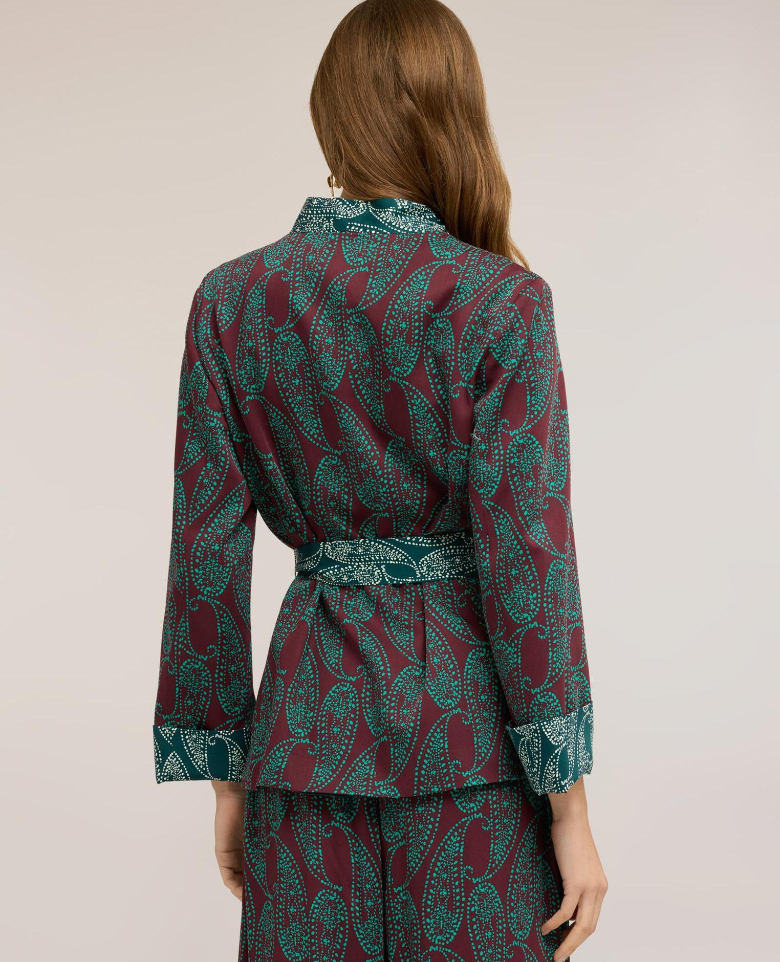 Chaqueta de mujer desestructurada en raso fantasía cashmere ajuste oversize - Motivi - Verde Verde-2