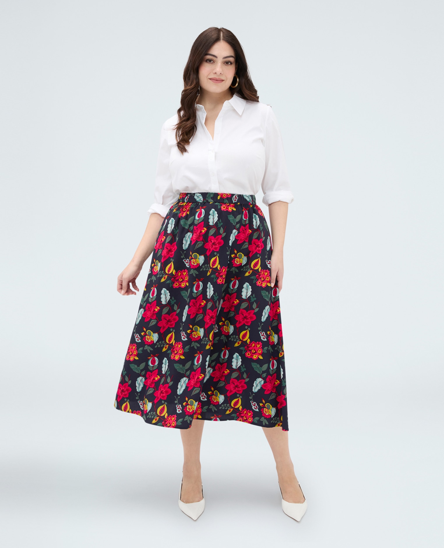 Fiorella Rubino - Falda larga con estampado floral estampado floral all over.