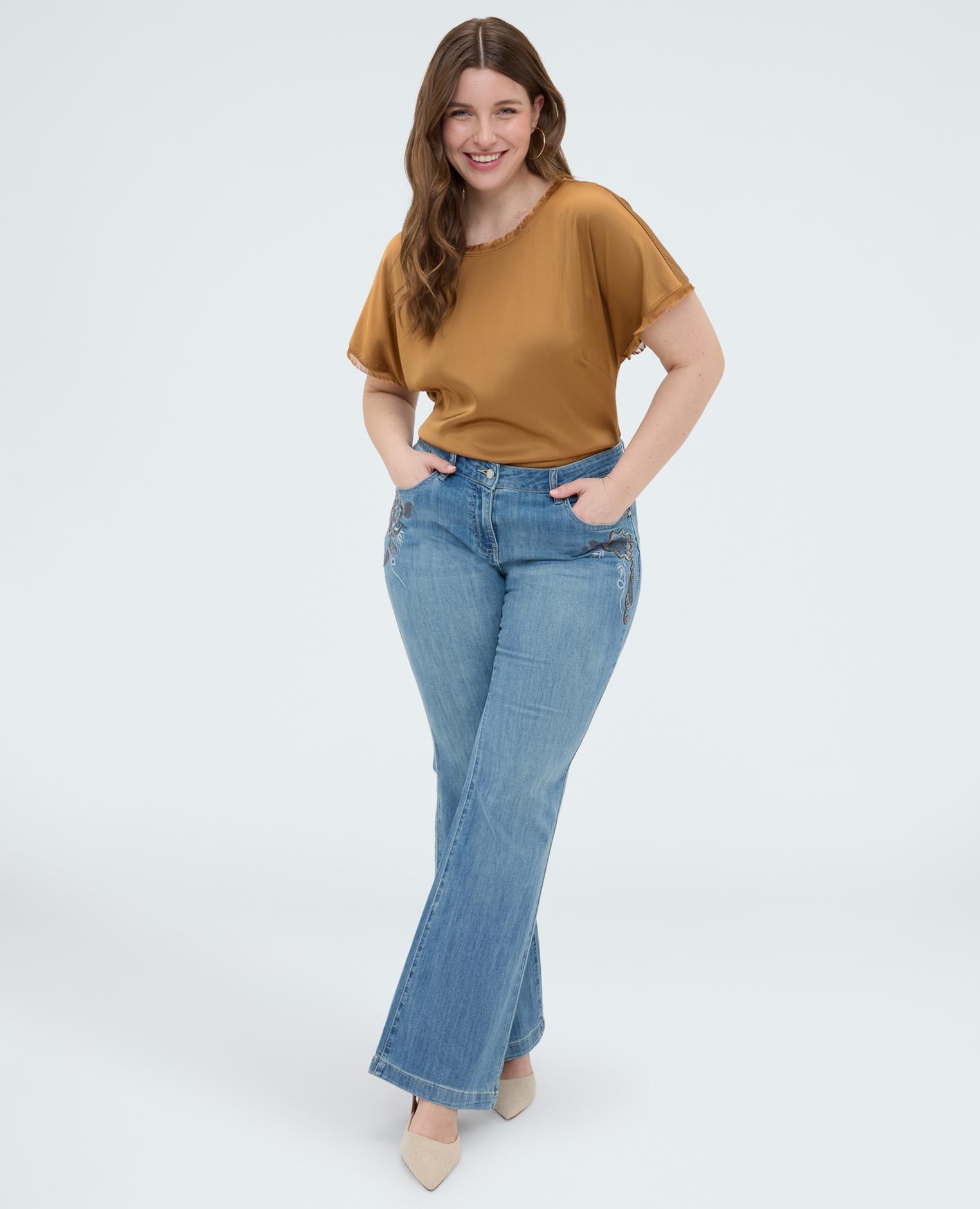 Top de mujer de raso con detalles deshilachados para una sensación agradable en la piel - Fiorella Rubino - Marrón Marrón-1