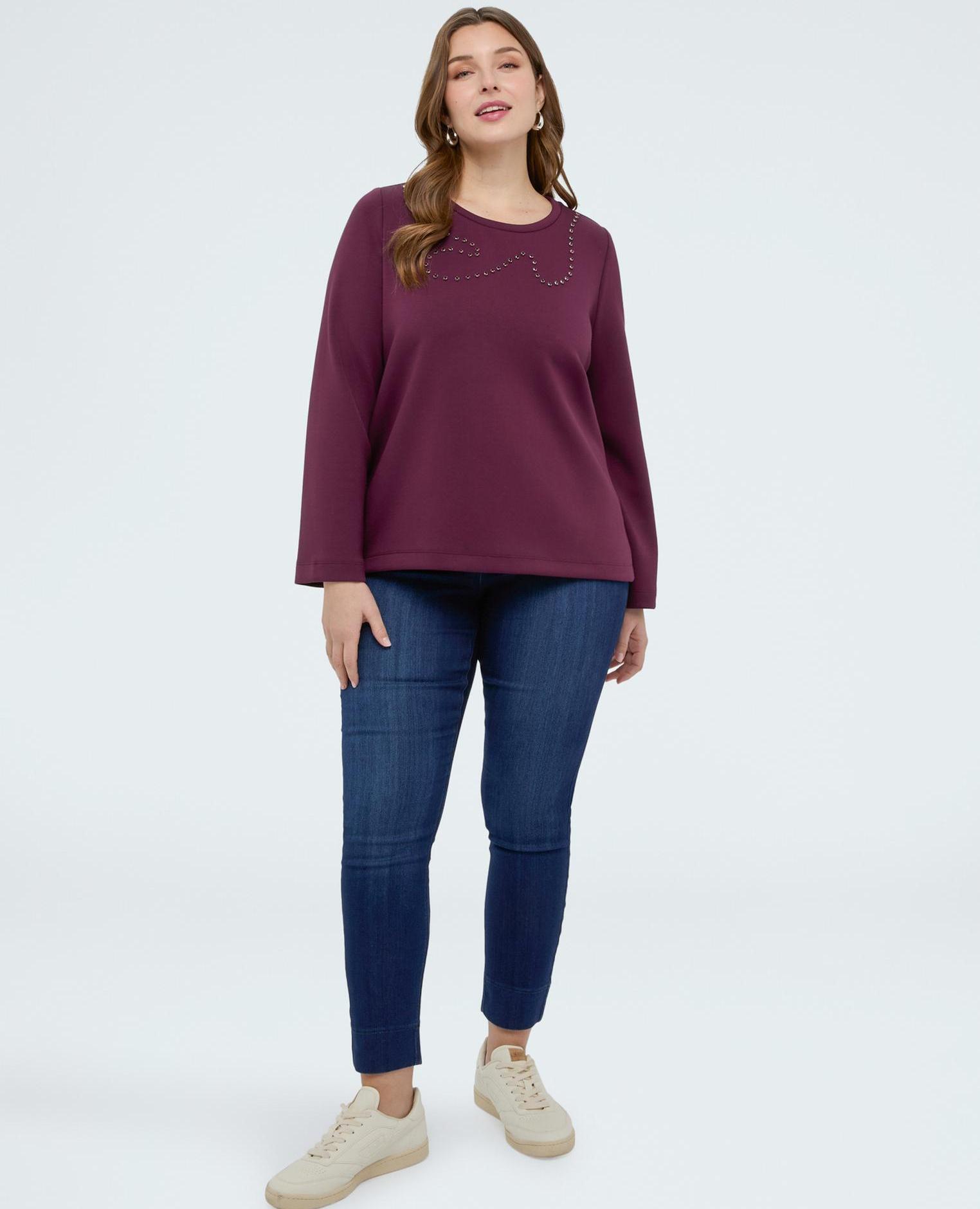 Sudadera de mujer en scuba con engarces ajuste y diseño para el máximo confort - Fiorella Rubino - Burdeos Burdeos-1