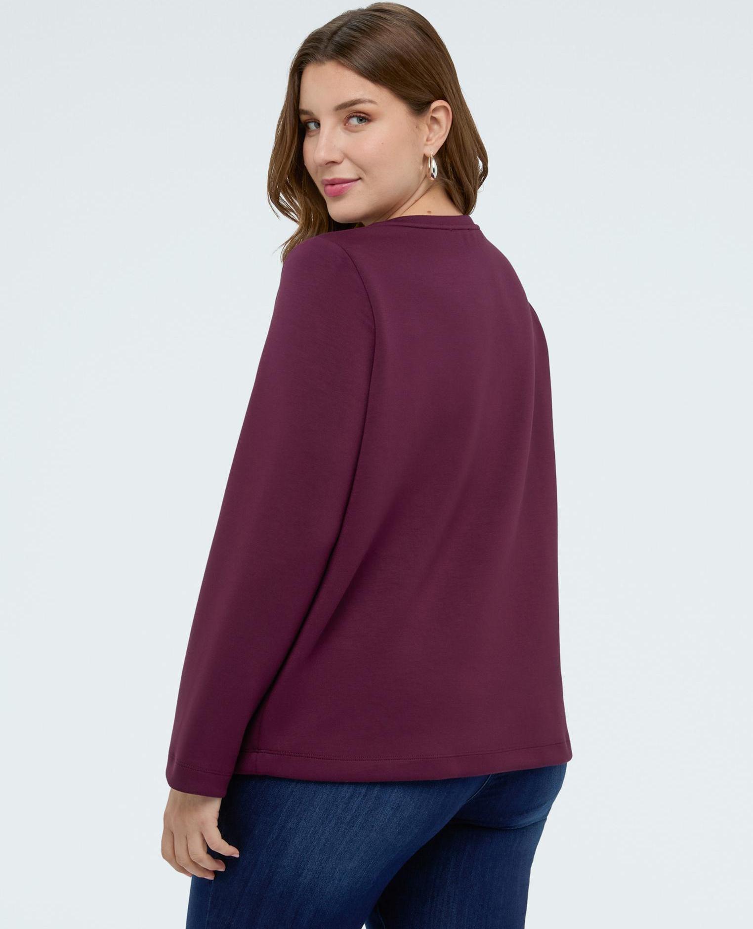 Sudadera de mujer en scuba con engarces ajuste y diseño para el máximo confort - Fiorella Rubino - Burdeos Burdeos-2