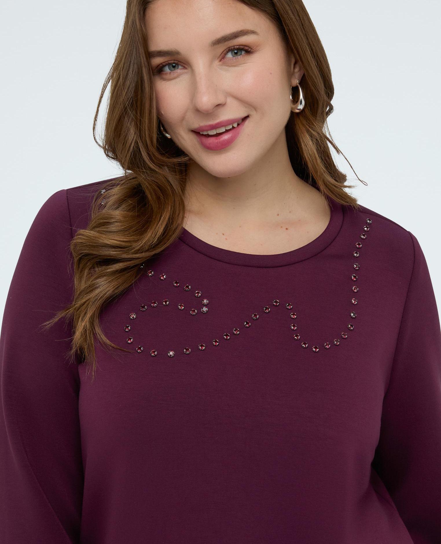 Sudadera de mujer en scuba con engarces ajuste y diseño para el máximo confort - Fiorella Rubino - Burdeos Burdeos-4