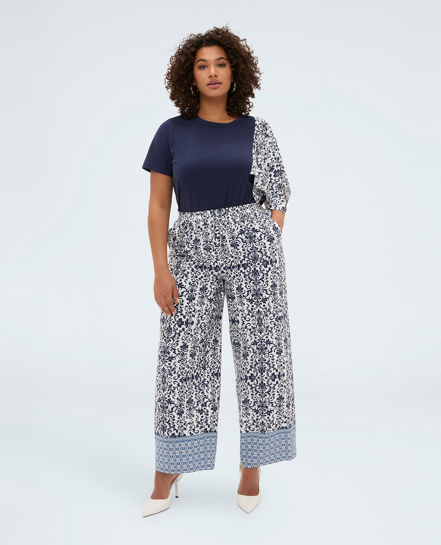 Fiorella Rubino - Pantalones de mujer wide leg de viscosa cintura elástica para el máximo confort.