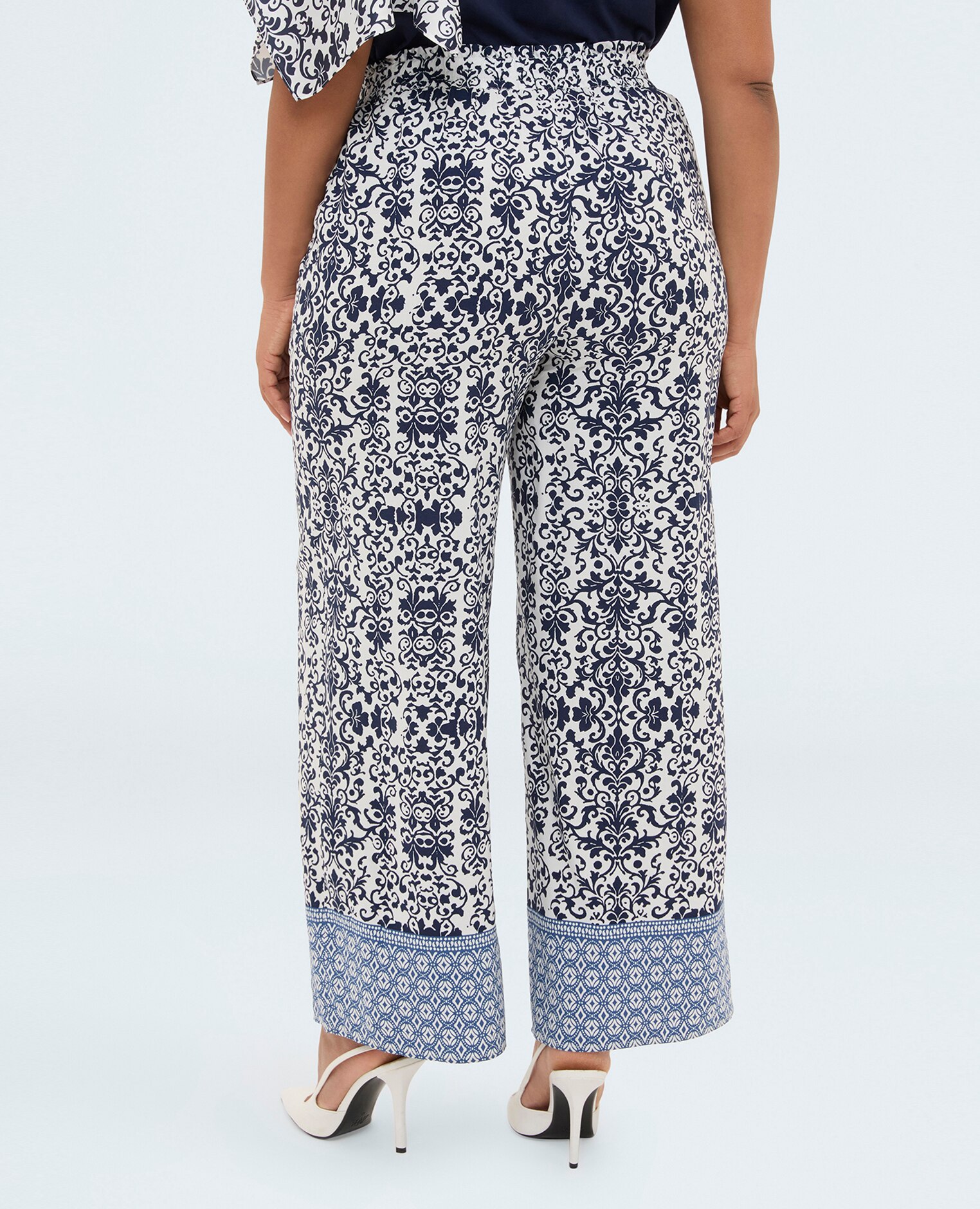 Pantalones de mujer wide leg de viscosa cintura elástica para el máximo confort - Fiorella Rubino - Azul Azul-2