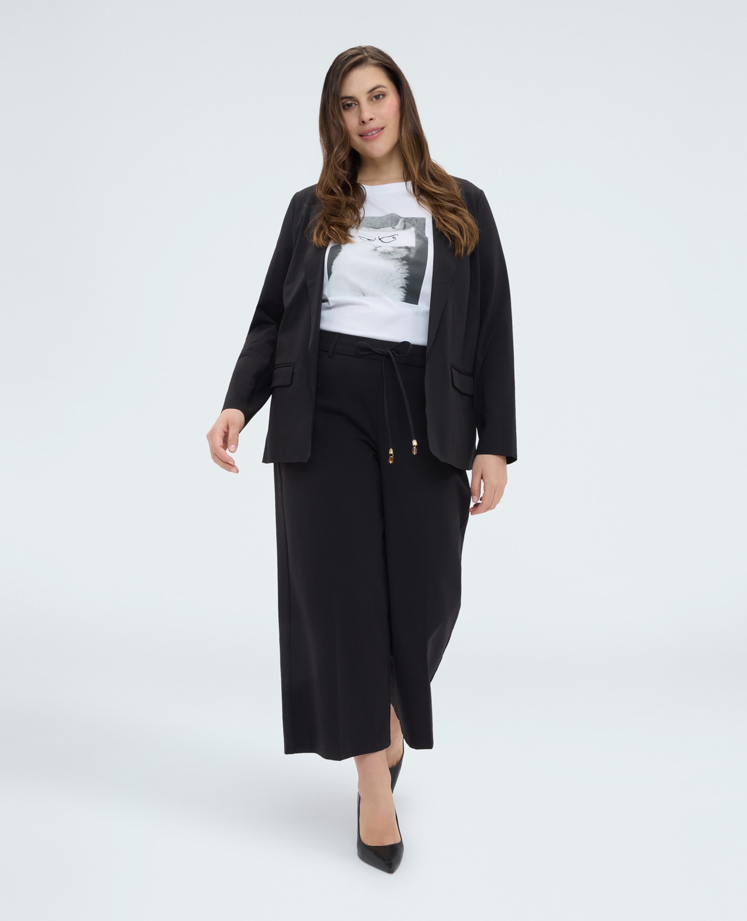 Blazer de mujer en punto milano de mezcla de algodón ajuste y diseño para el máximo confort - Fiorella Rubino - Negro Negro-3