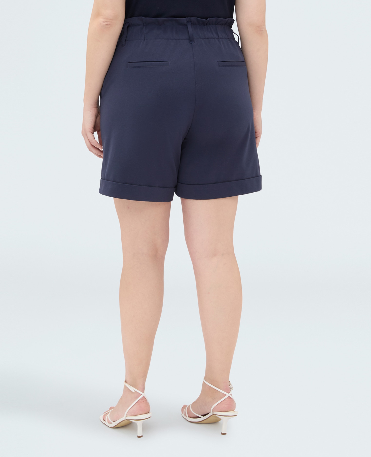 Pantalones de mujer bermuda en punto milano bolsillos americanos - Fiorella Rubino - Azul Azul-2