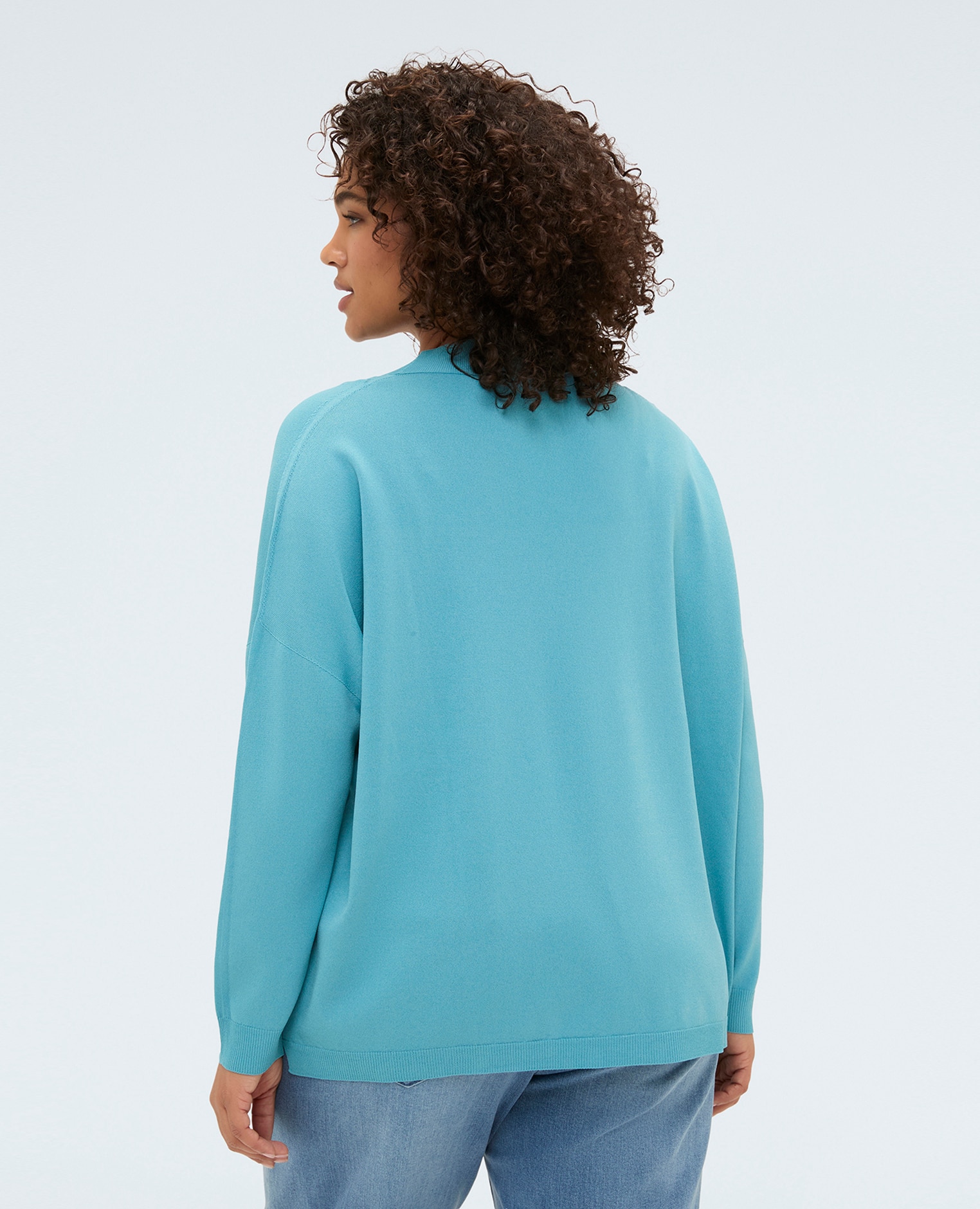 Jersey de mujer fino con escote en v ajuste oversize para el máximo confort mangas largas - Fiorella Rubino - Azul claro Azul claro-2