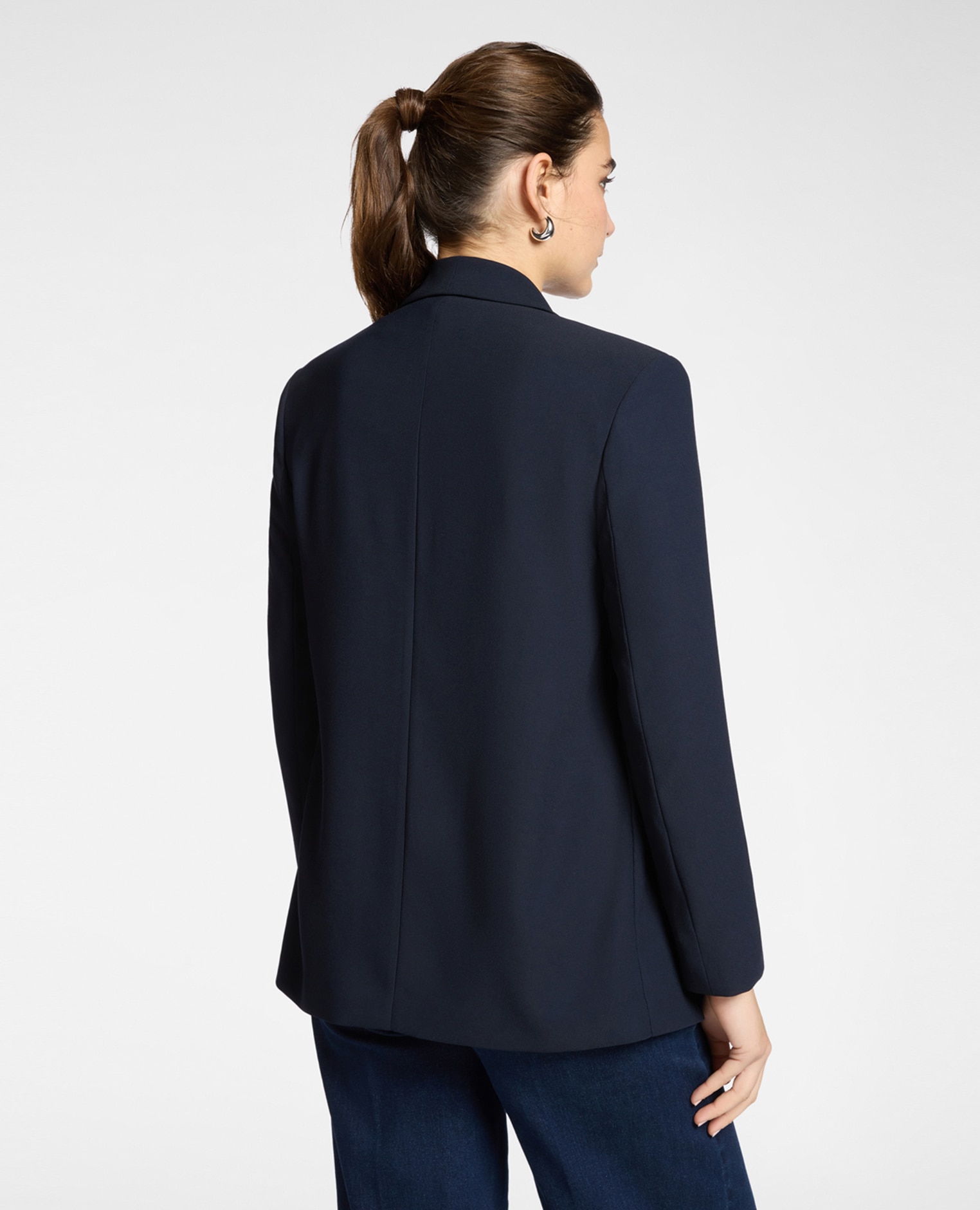 Chaqueta de mujer larga y lisa - Elena Miró - Azul marino Azul-2