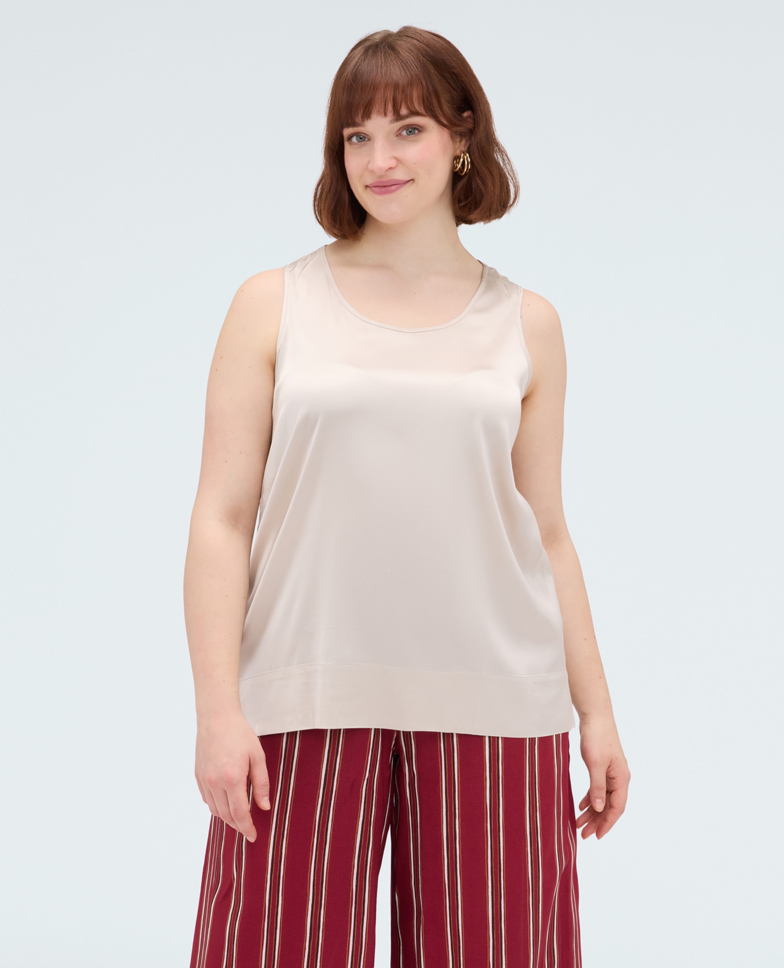 Top de mujer de raso de viscosa elástico tejido para una sensación agradable en la piel - Fiorella Rubino - Beige Beige-1
