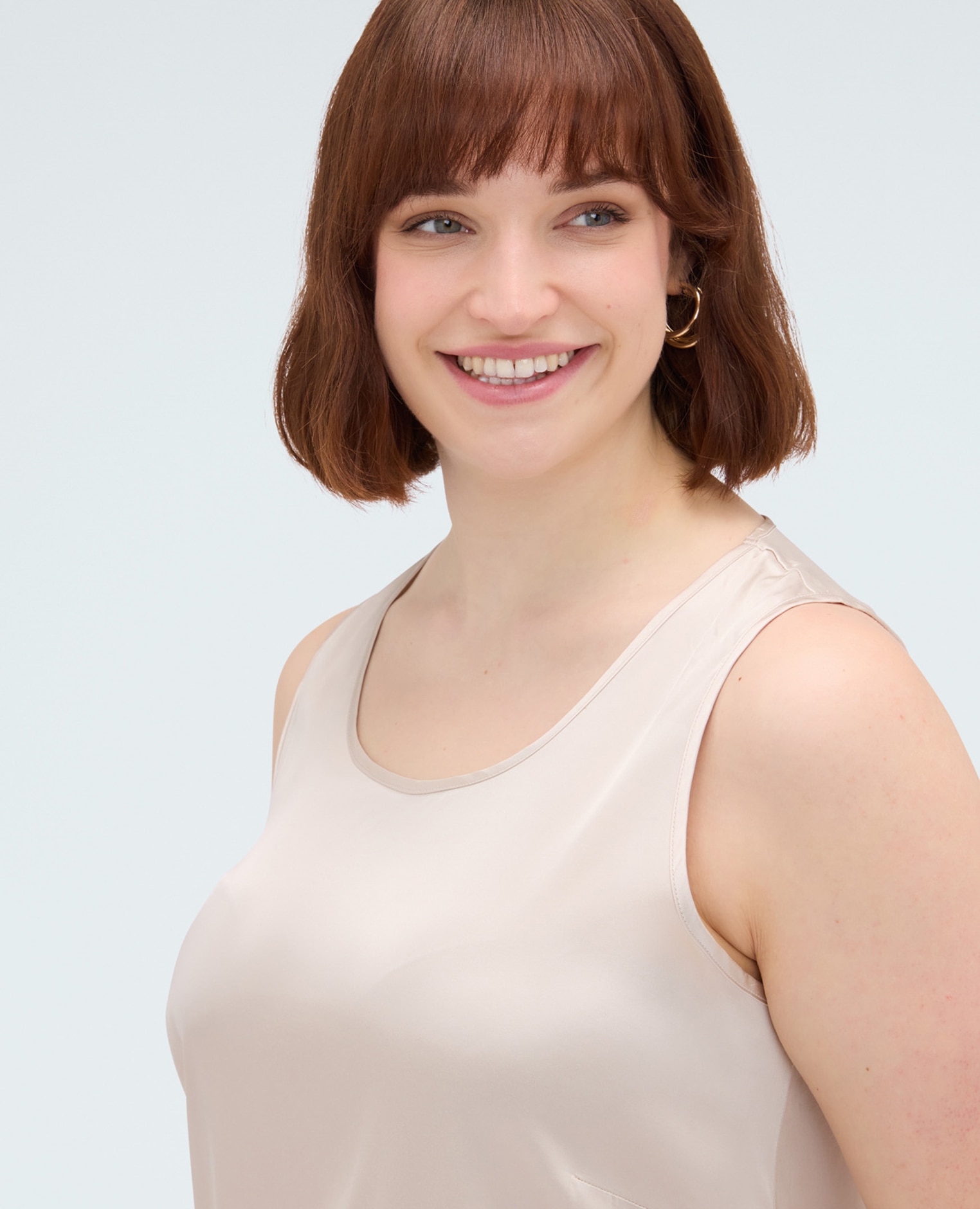 Top de mujer de raso de viscosa elástico tejido para una sensación agradable en la piel - Fiorella Rubino - Beige Beige-4