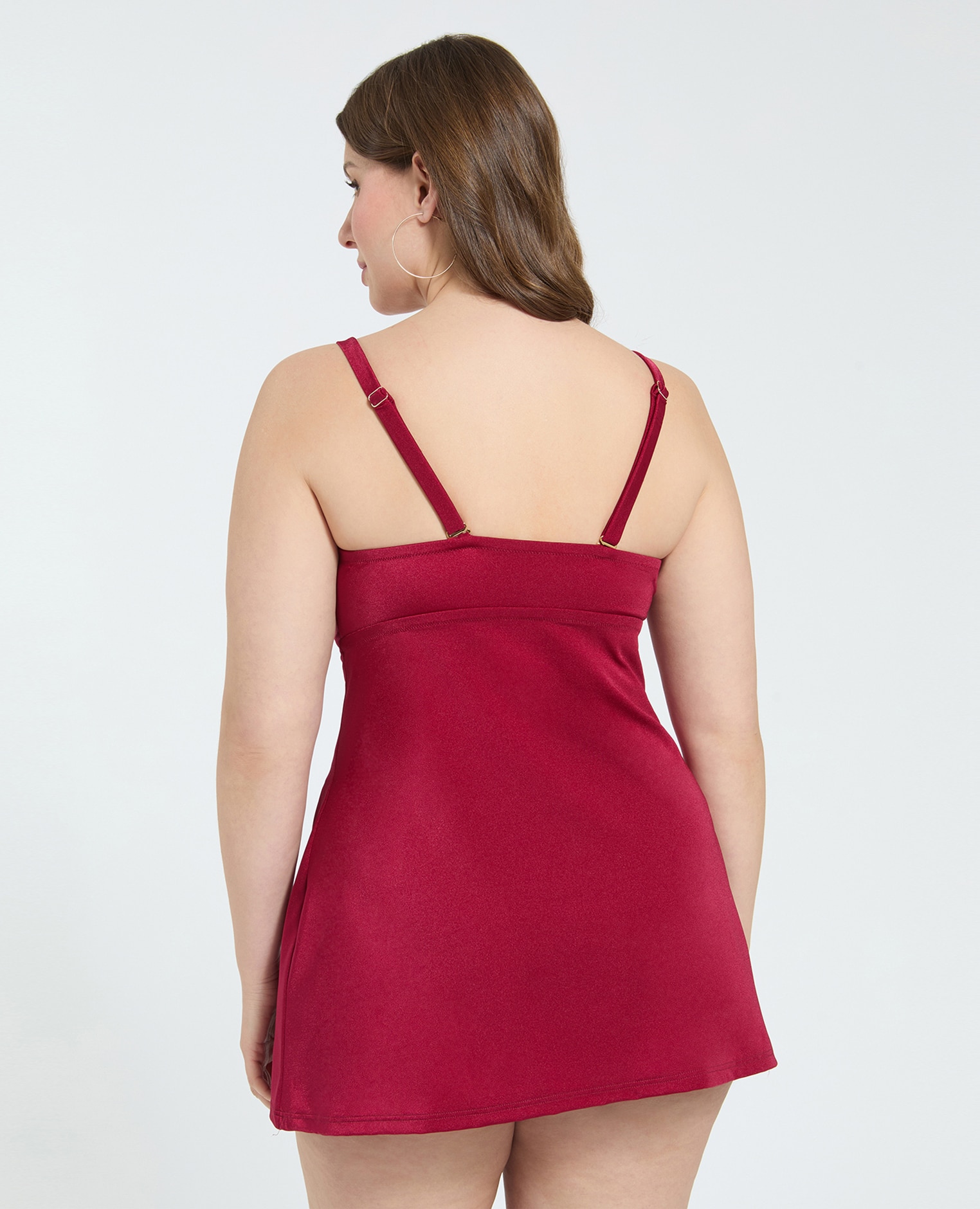 Top de mujer tankini con motivo dorado y cut out tirantes ajustables multiposición para cruzar en la espalda - Fiorella Rubino - Rojo Rojo-2
