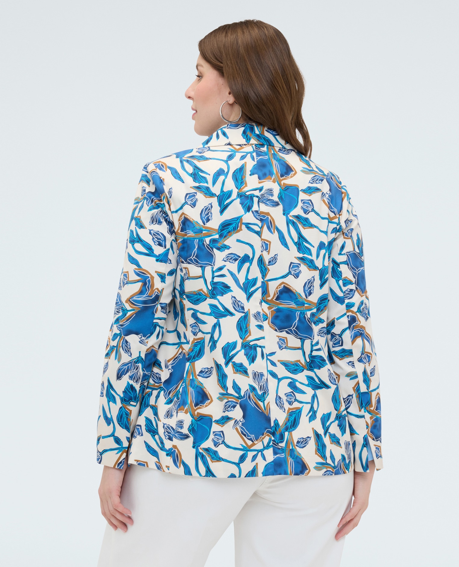 Blazer de mujer con estampado floral estampado floral all over - Fiorella Rubino - Azul claro Azul claro-2