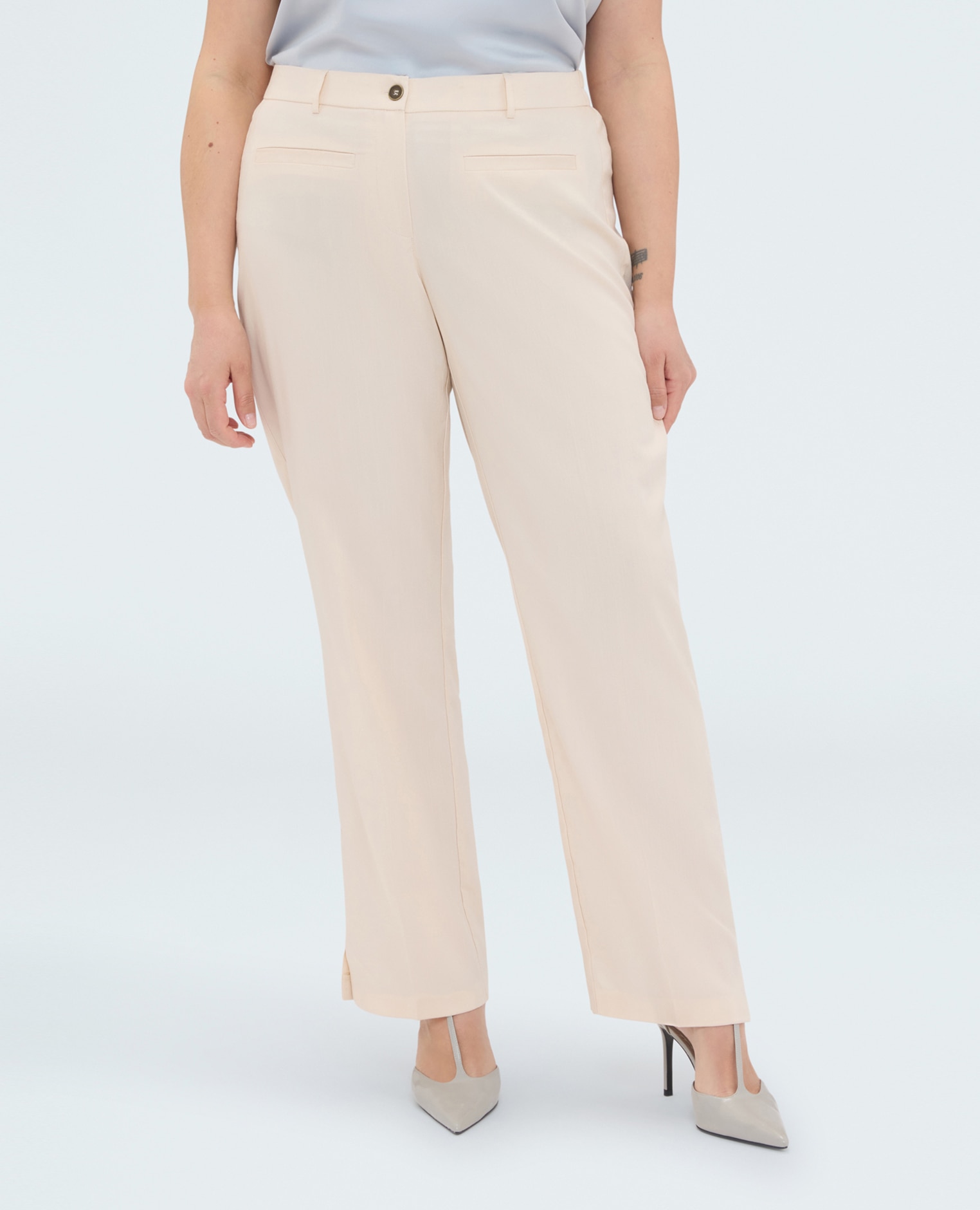 Pantalones de mujer new york elegante diseño de pliegue planchado - Fiorella Rubino - Beige Beige-3