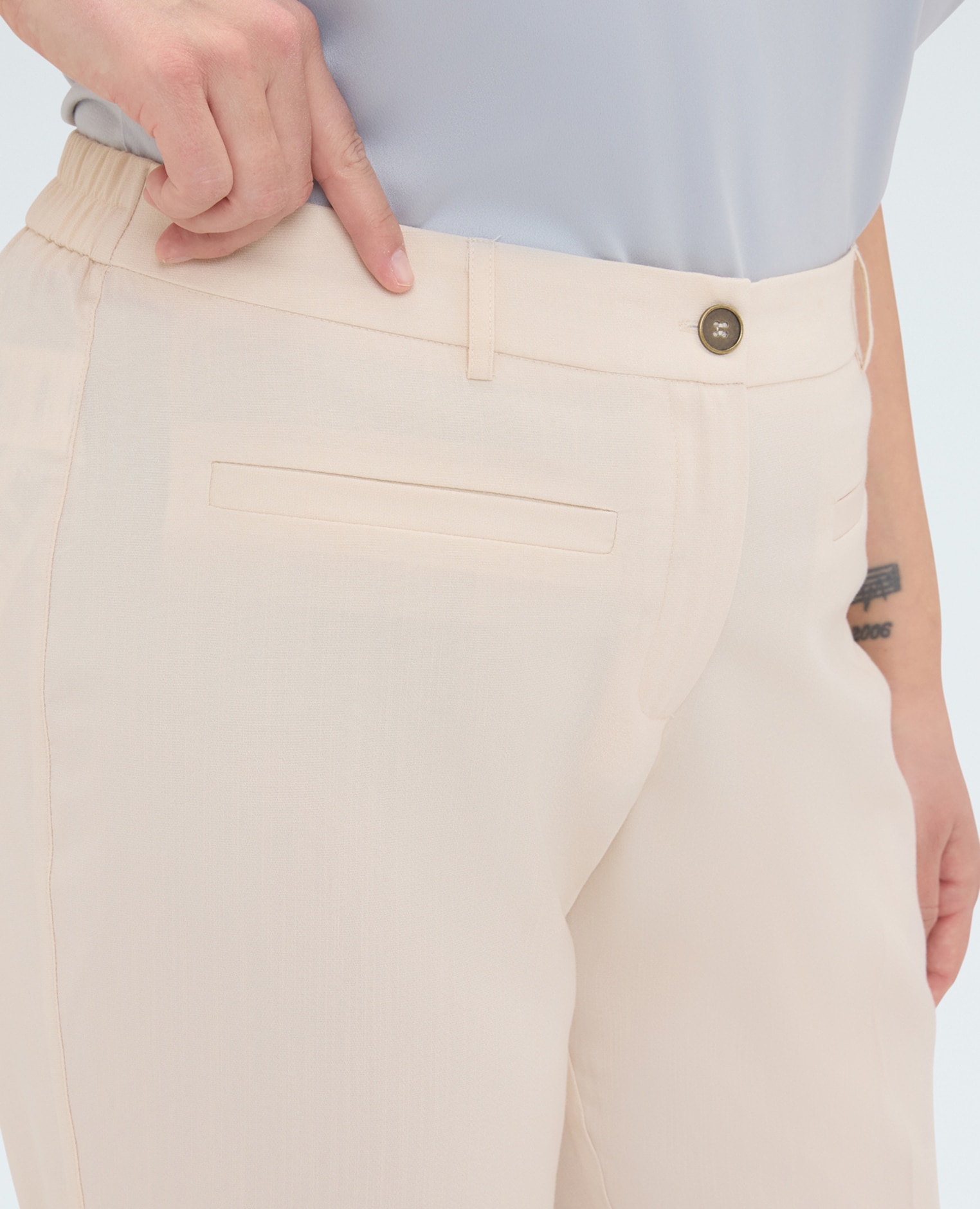 Pantalones de mujer new york elegante diseño de pliegue planchado - Fiorella Rubino - Beige Beige-4