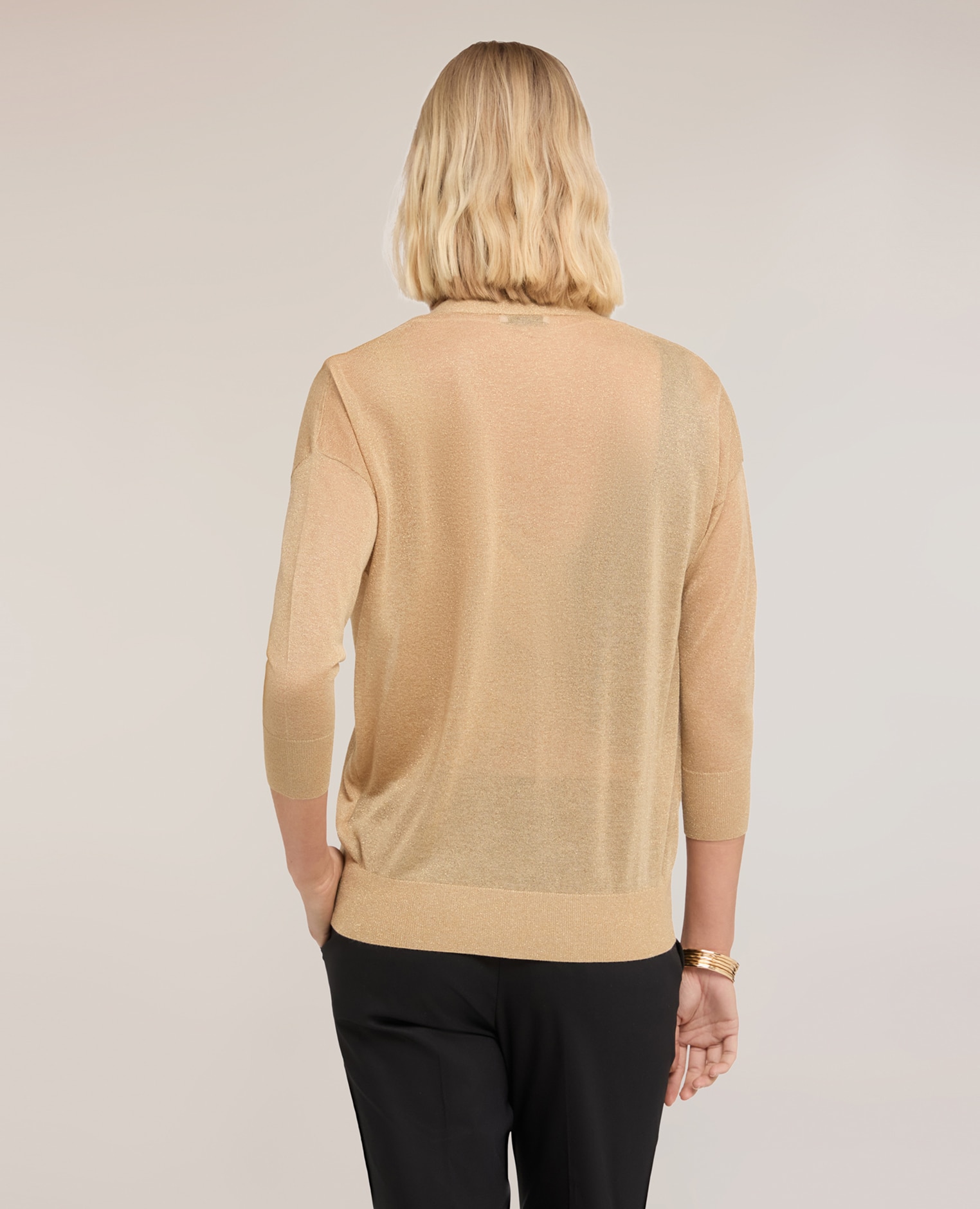 Cárdigan de mujer en mezcla de viscosa lurex modelo over - Motivi - Oro Oro-2