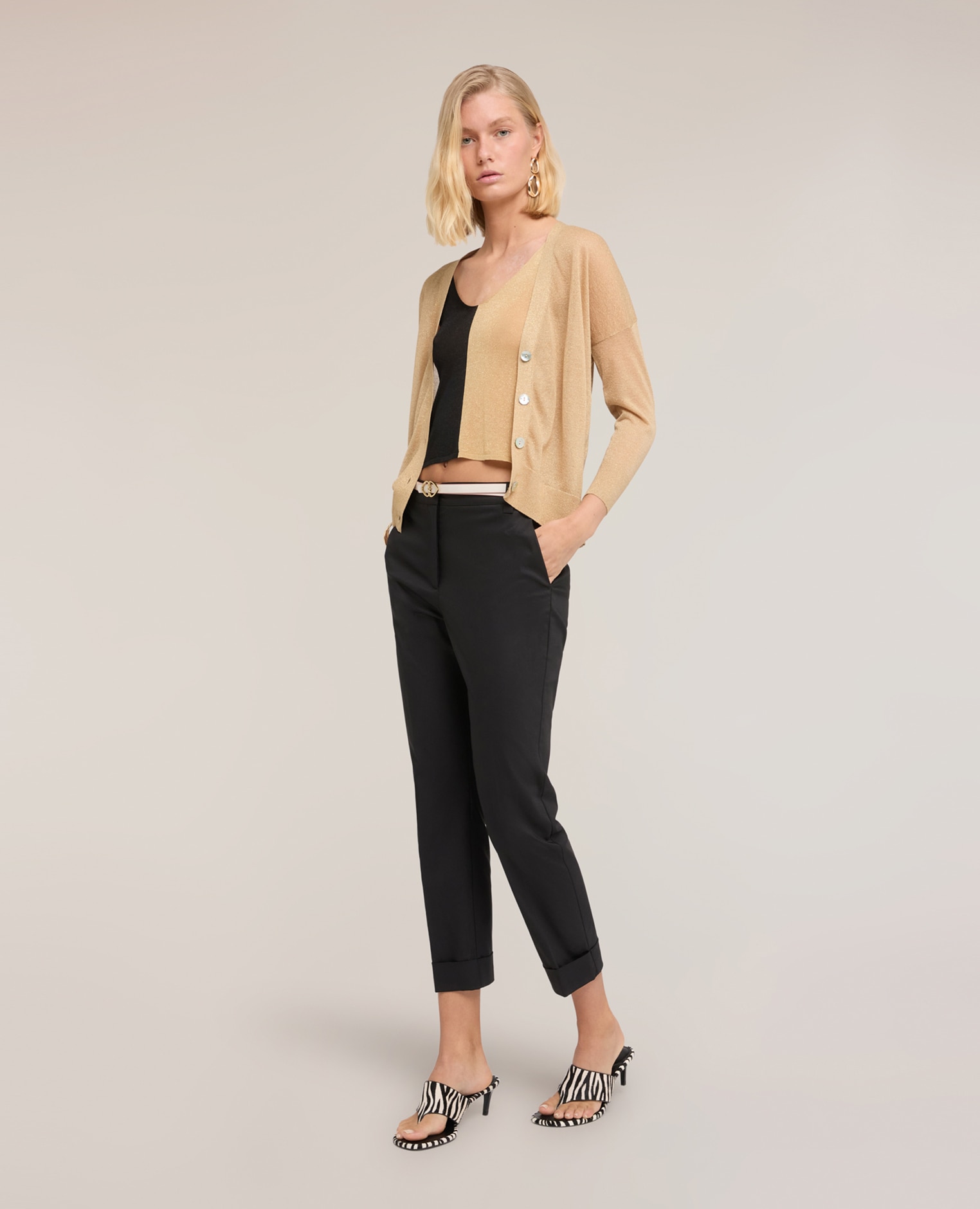 Cárdigan de mujer en mezcla de viscosa lurex modelo over - Motivi - Oro Oro-3