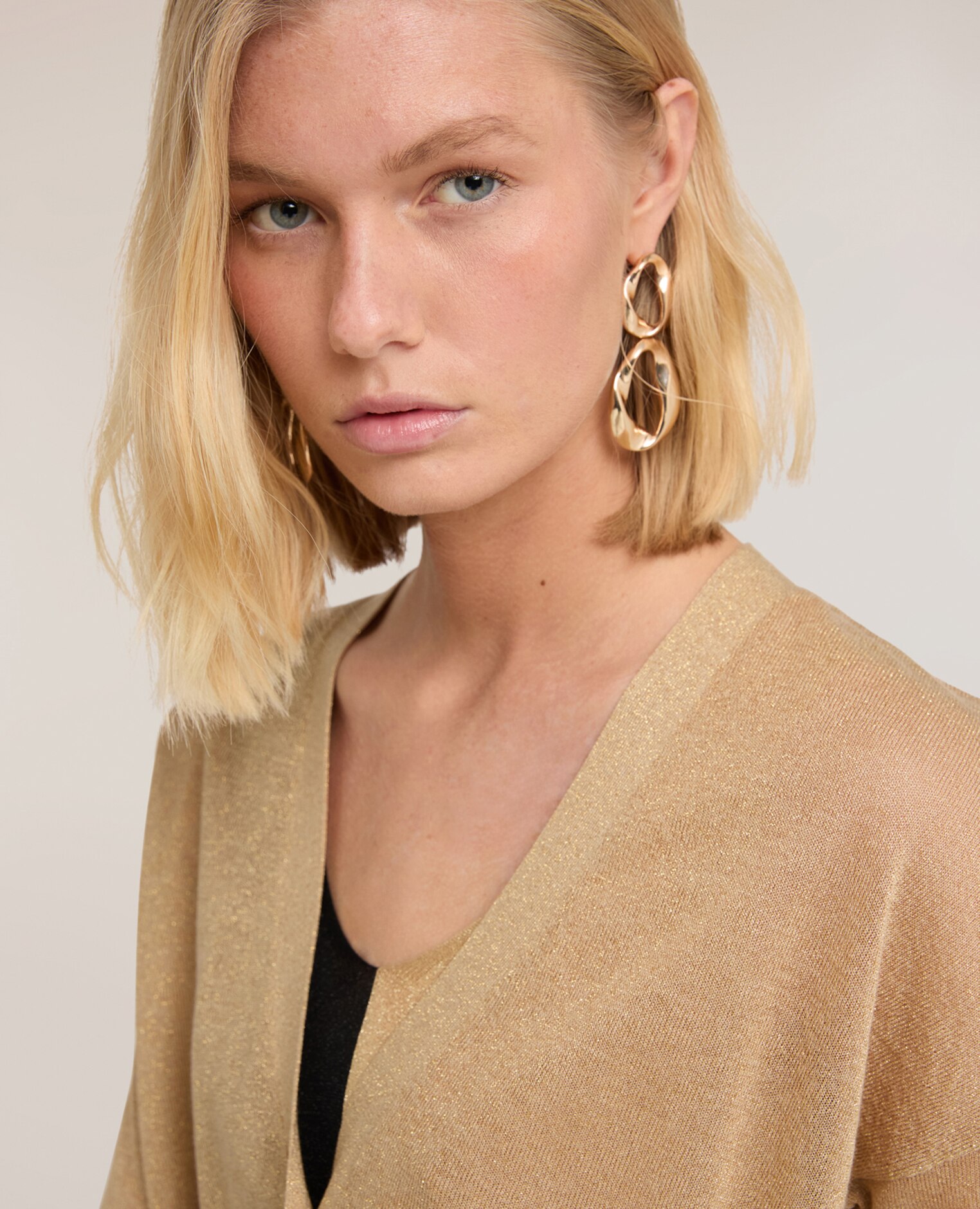 Cárdigan de mujer en mezcla de viscosa lurex modelo over - Motivi - Oro Oro-4