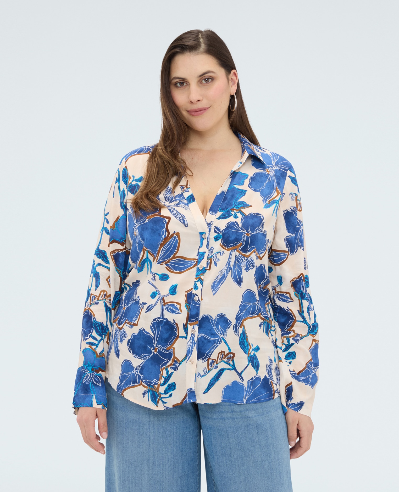 Fiorella Rubino - Camisa de mujer con estampado floral de viscosa para una sensación fresca y agradable en la piel.