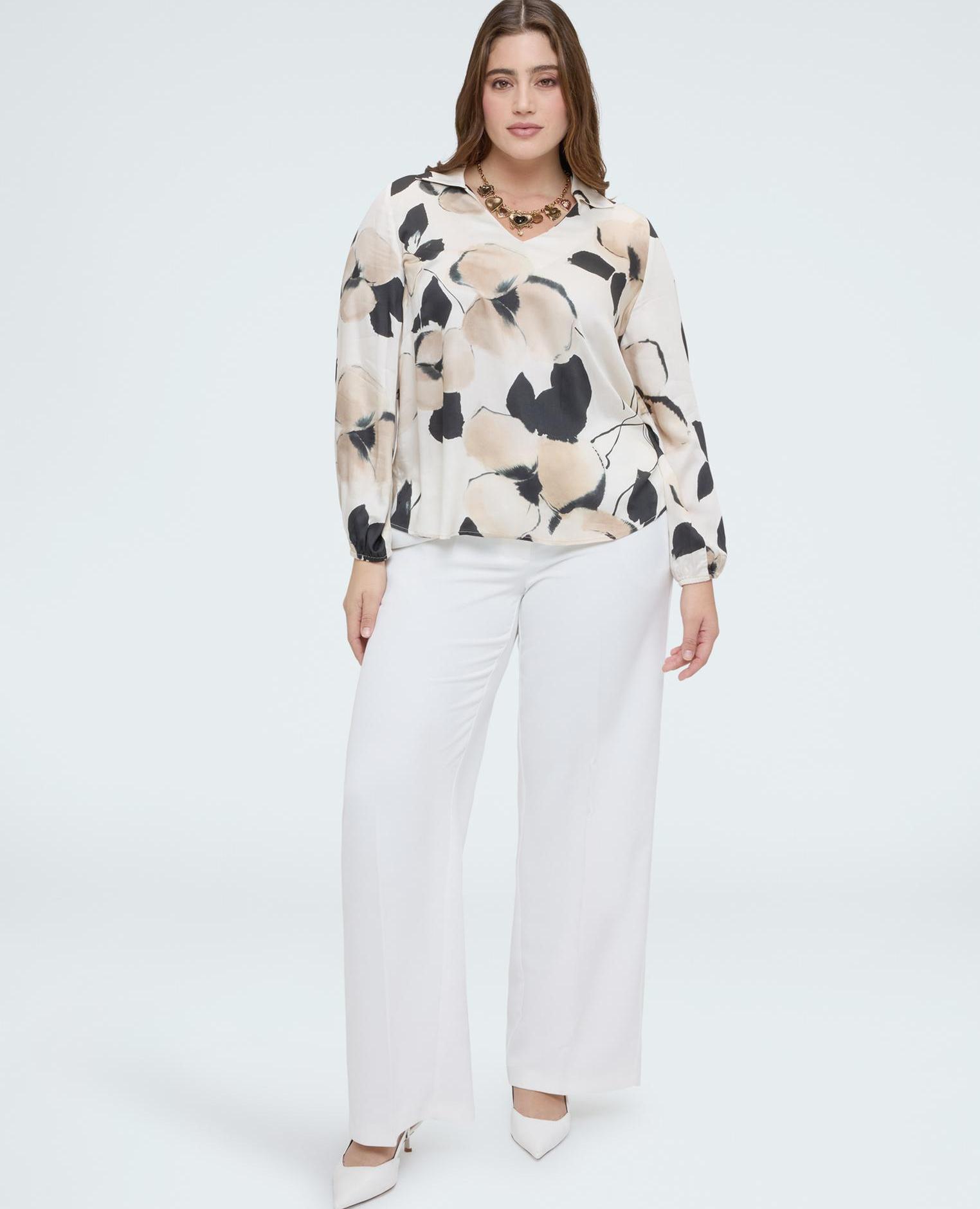 Fiorella Rubino - Blusa de mujer de raso con estampado floral para un efecto luminoso.