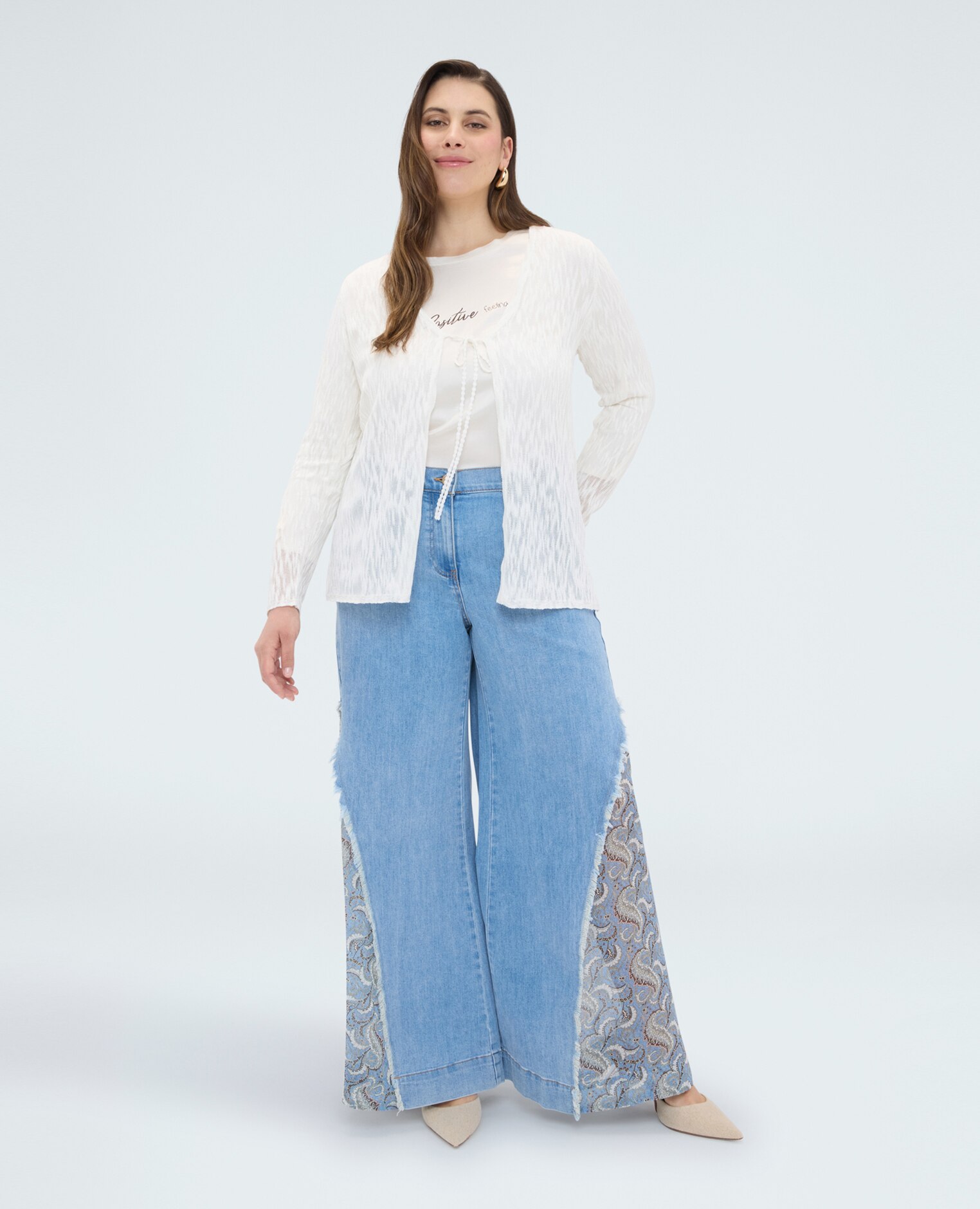 Cárdigan de mujer ligero con cierre de cordón ajuste y diseño para el máximo confort - Fiorella Rubino - Blanco Blanco-3