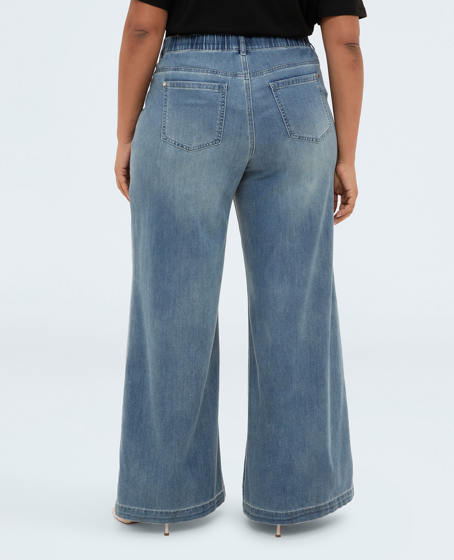 Vaqueros de mujer wide leg en denim lavado denim con efecto lavado - Fiorella Rubino - Azul Azul-2