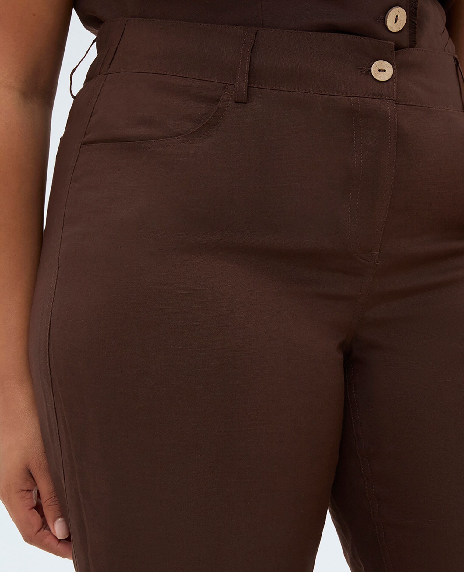 Pantalones de mujer de mezcla de lino y viscosa modelo cropped para un diseño contemporáneo - Fiorella Rubino - Marrón Marrón-4