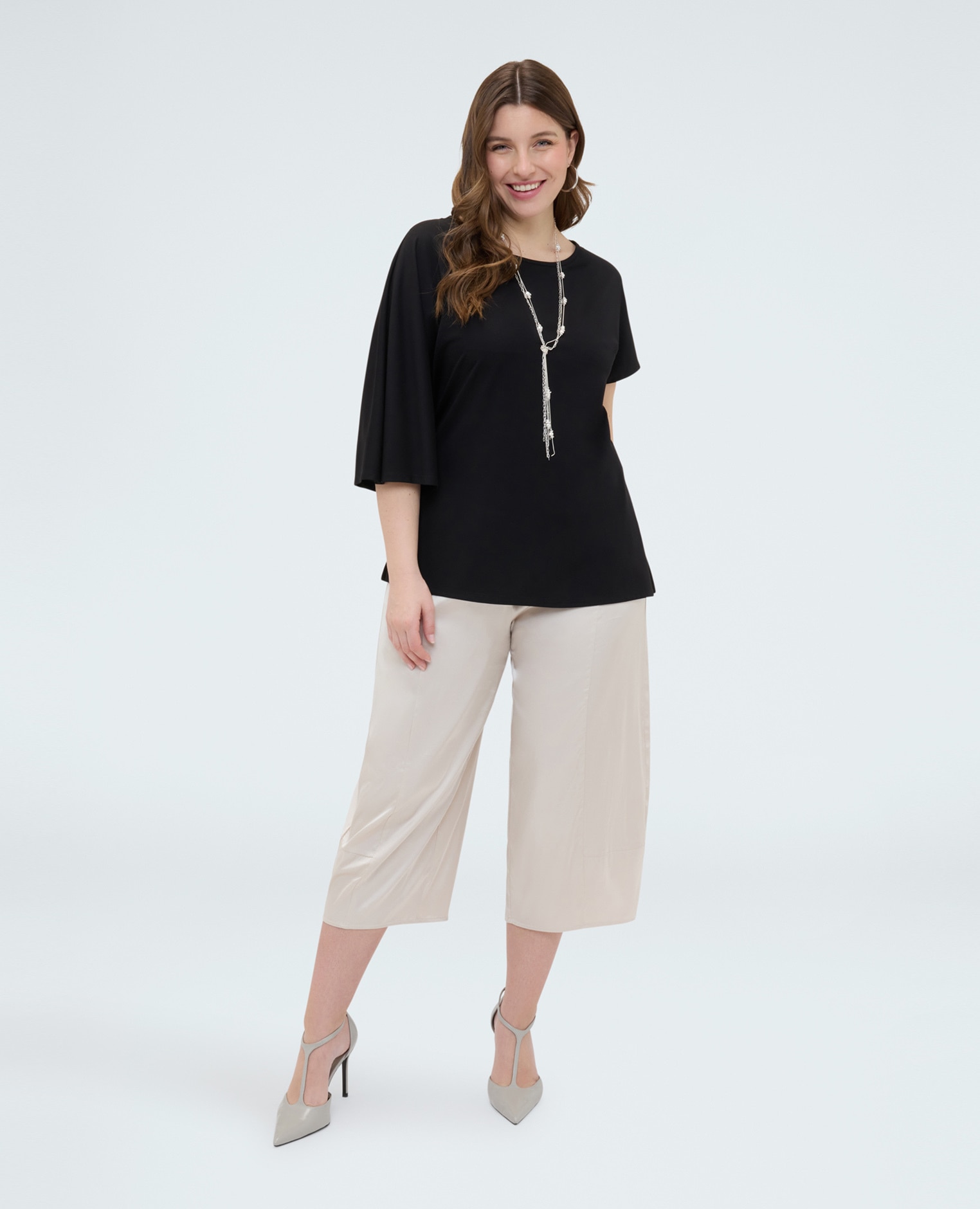 Camiseta de mujer mangas asimétricas ajuste para el máximo confort - Fiorella Rubino - Negro Negro-3