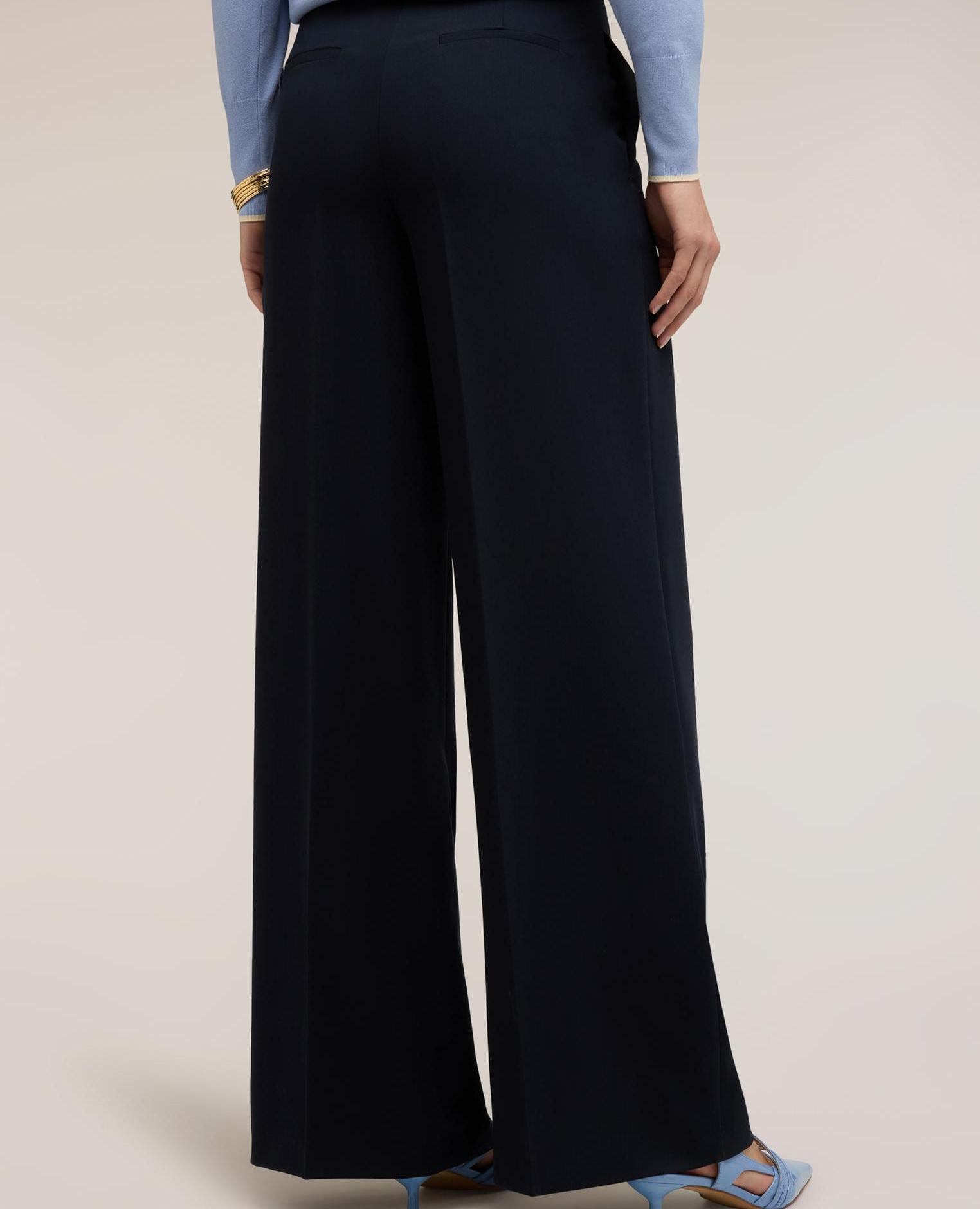 Pantalones de mujer palazzo con pliegue marcado ajuste regular - Motivi - Azul Azul-2