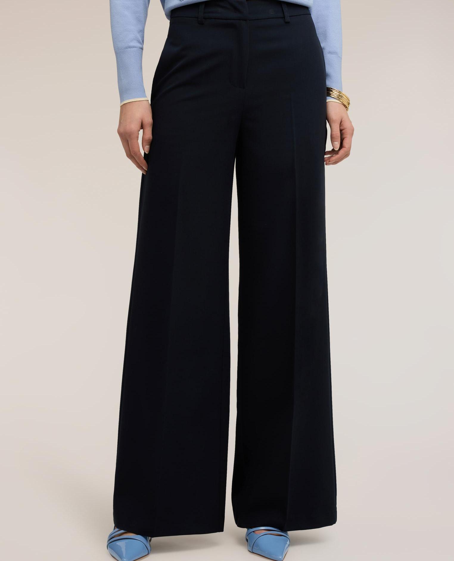 Pantalones de mujer palazzo con pliegue marcado ajuste regular - Motivi - Azul Azul-3