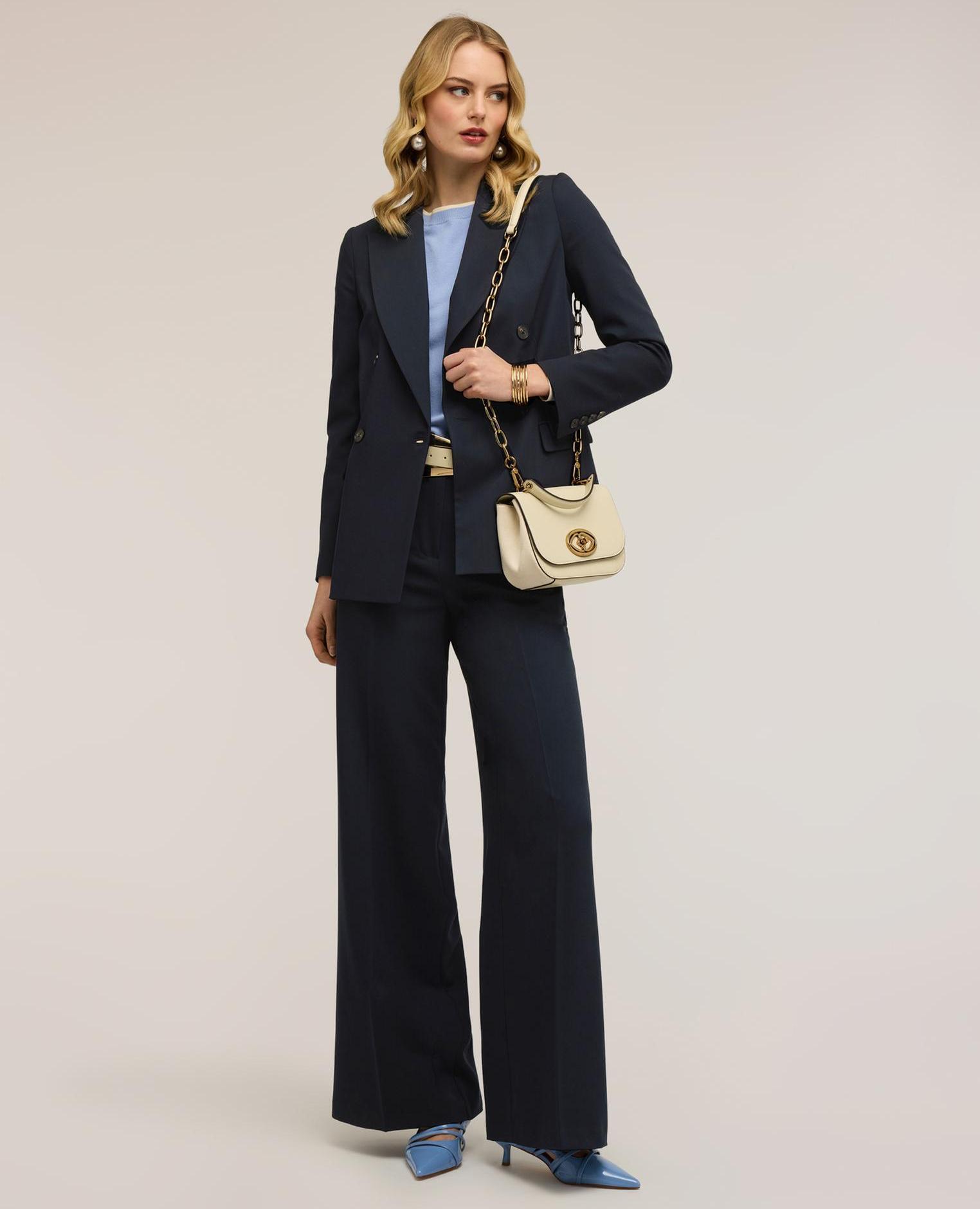 Motivi - Pantalones de mujer palazzo con pliegue marcado ajuste regular.