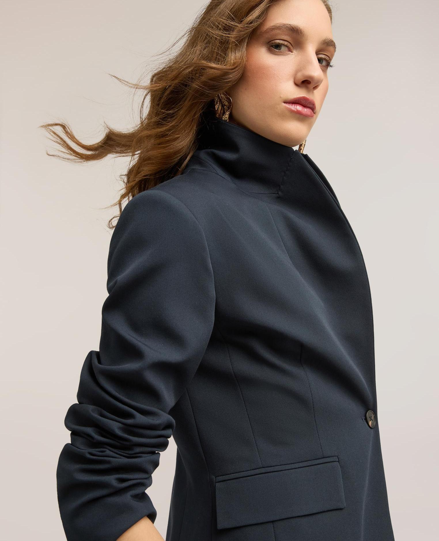 Blazer de mujer de un botón con solapas con ajuste regular - Motivi - Azul Azul-4