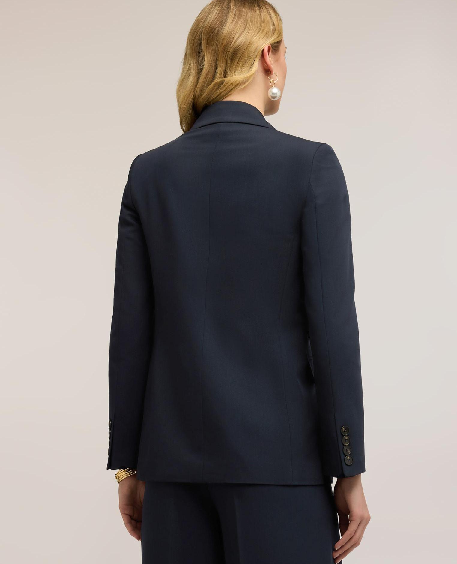 Chaqueta de mujer estructurada de doble botonadura modelo cruzado - Motivi - Azul Azul-2