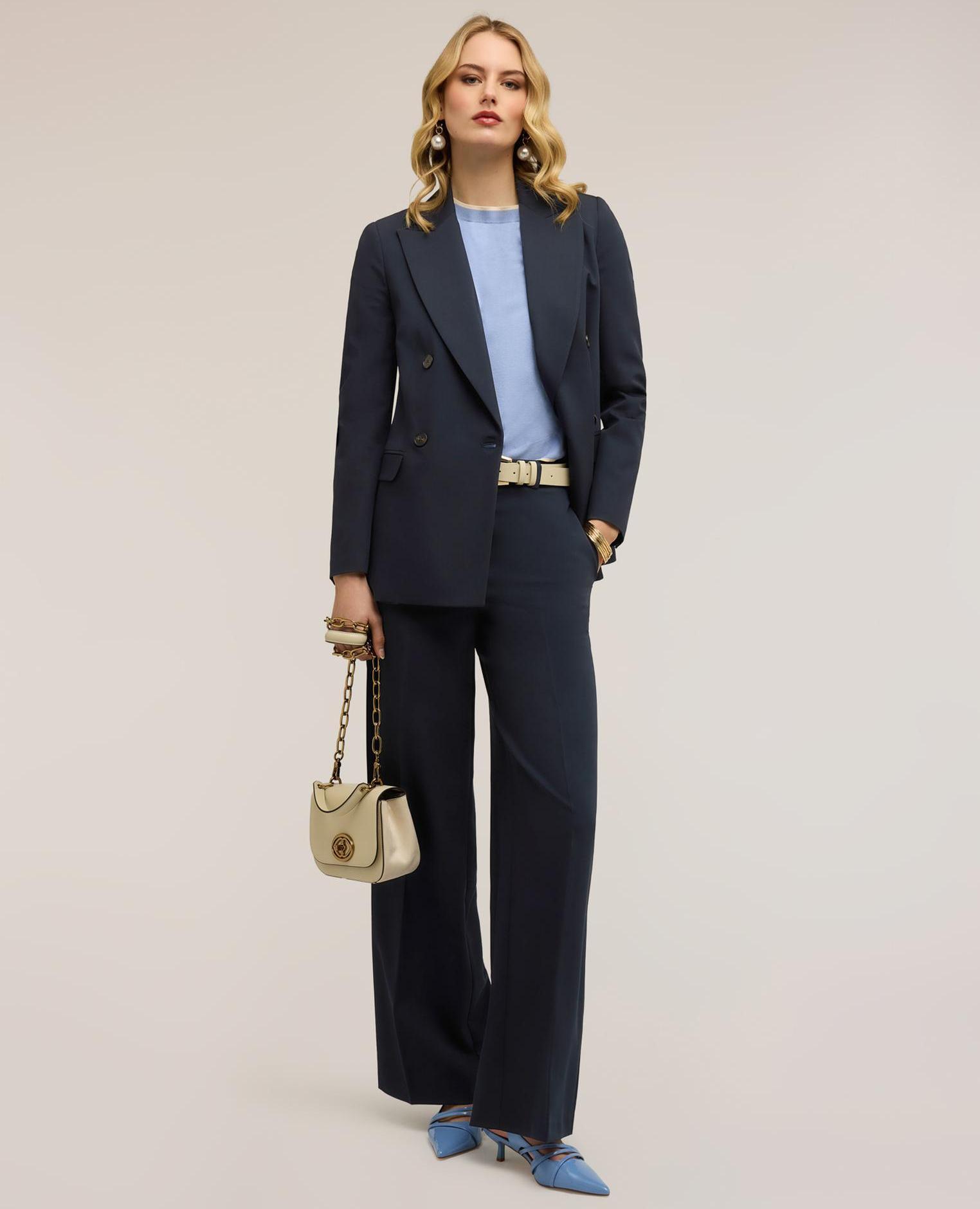 Chaqueta de mujer estructurada de doble botonadura modelo cruzado - Motivi - Azul Azul-3