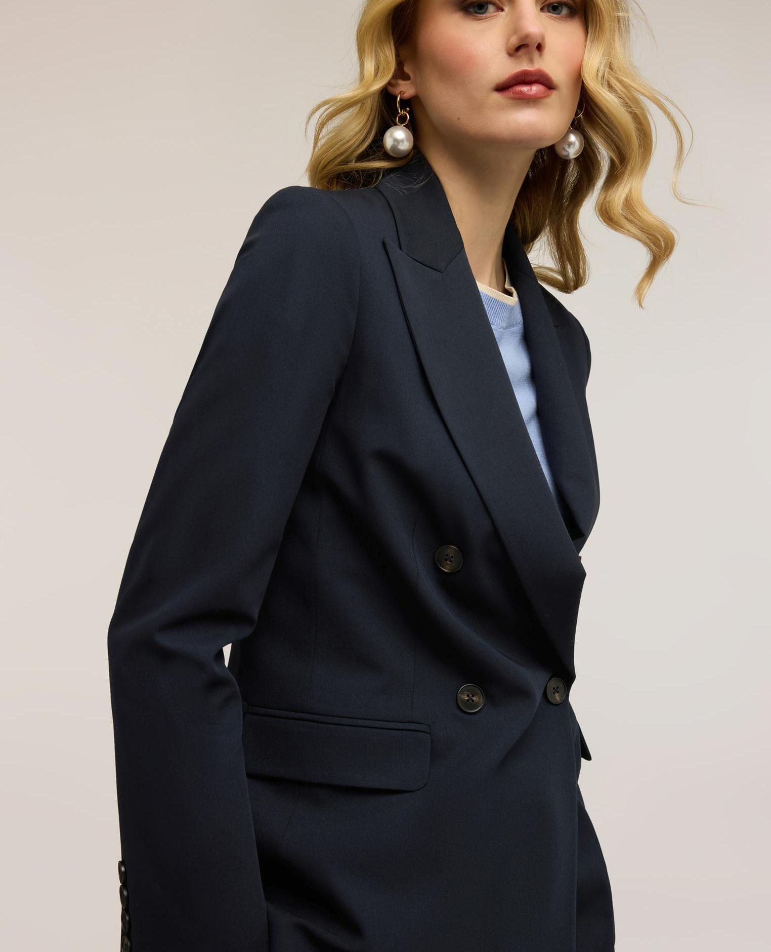 Chaqueta de mujer estructurada de doble botonadura modelo cruzado - Motivi - Azul Azul-4