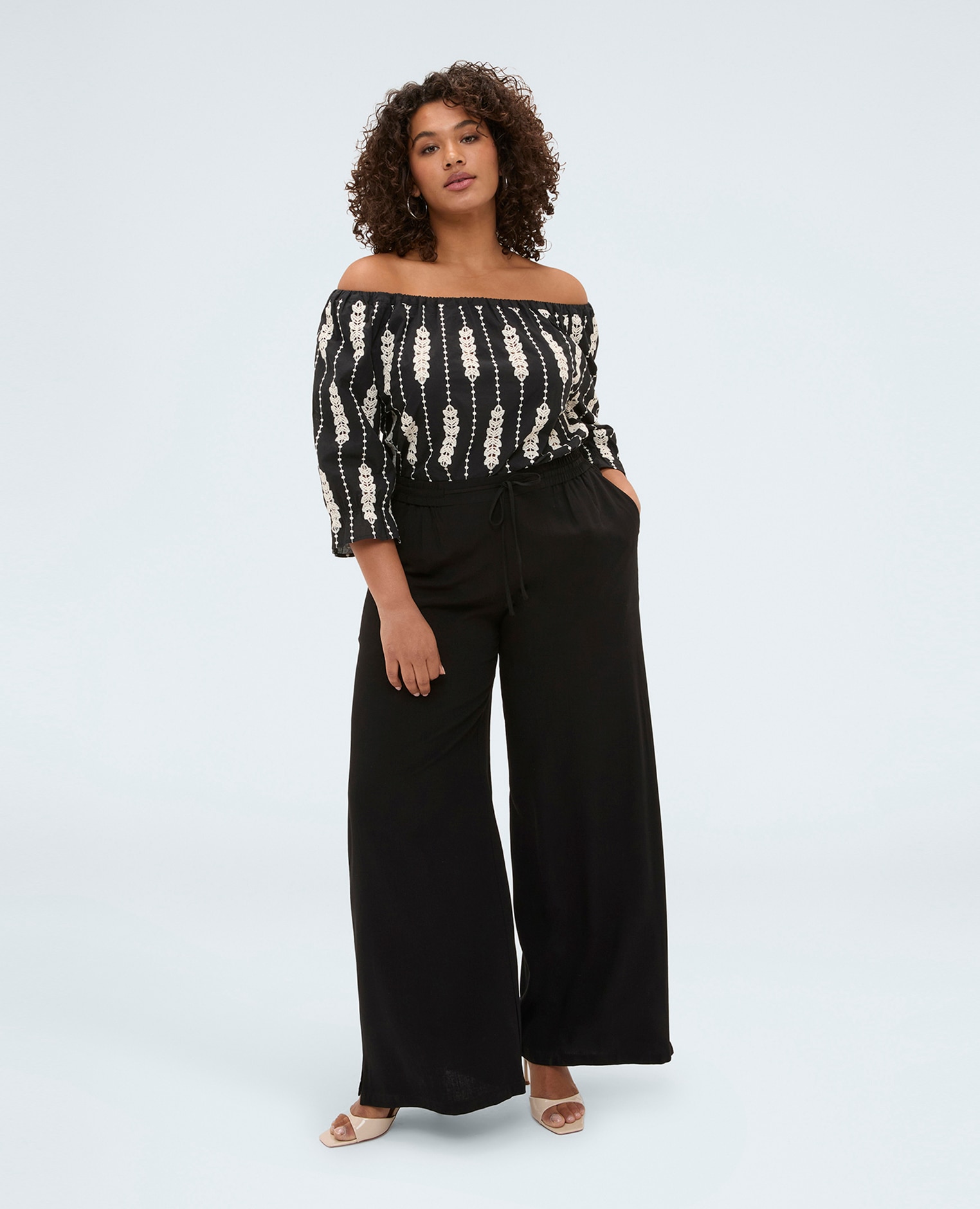 Fiorella Rubino - Pantalones de mujer wide leg con cordón en la cintura versátiles y fáciles de combinar.