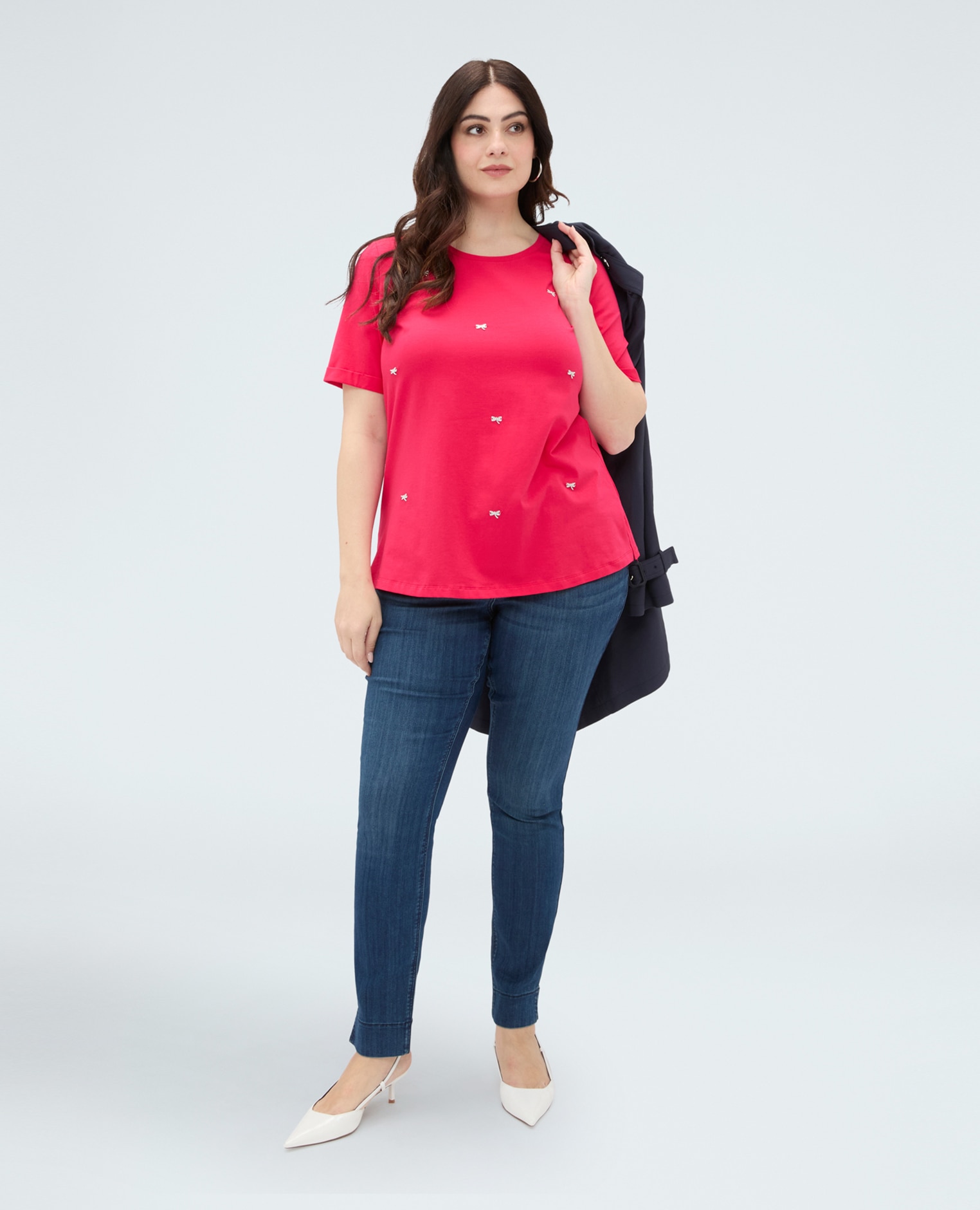 Camiseta de mujer de algodón con charm de libélula charms de libélula distribuidos en la parte delantera - Fiorella Rubino - Fucsia Fucsia-3