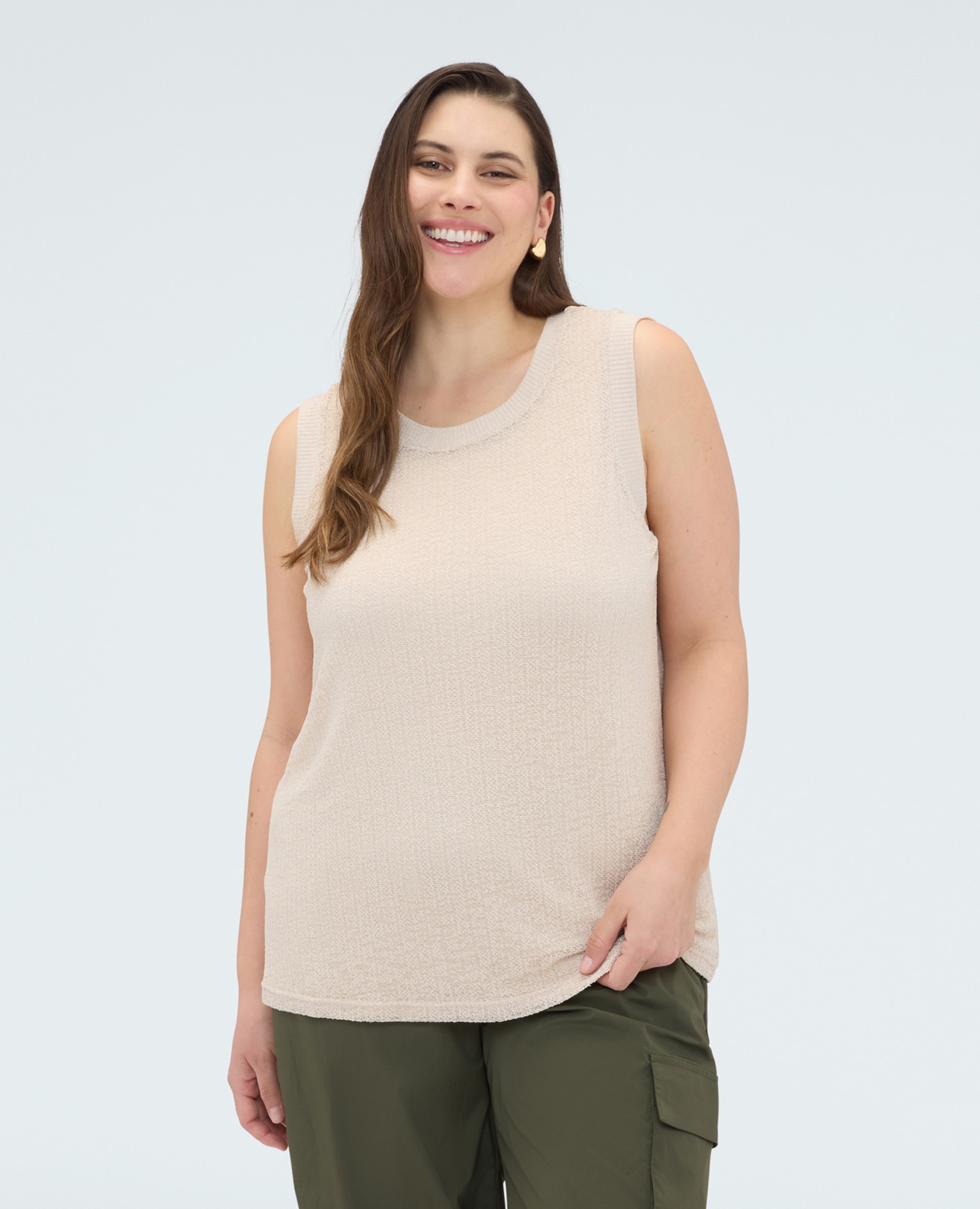Top de mujer de punto lurex ajuste para el máximo confort - Fiorella Rubino - Blanco Blanco-1