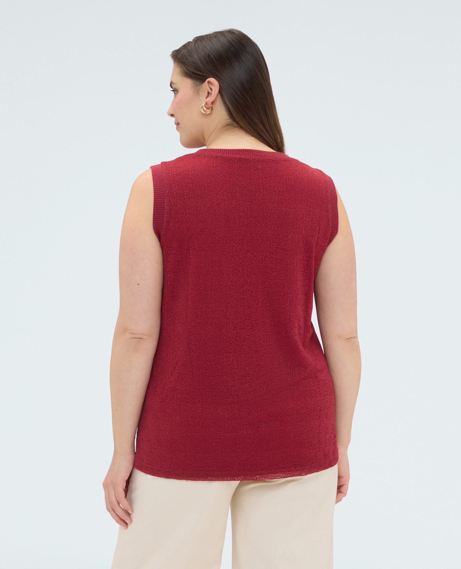 Top de mujer de punto lurex ajuste para el máximo confort - Fiorella Rubino - Rojo Rojo-2
