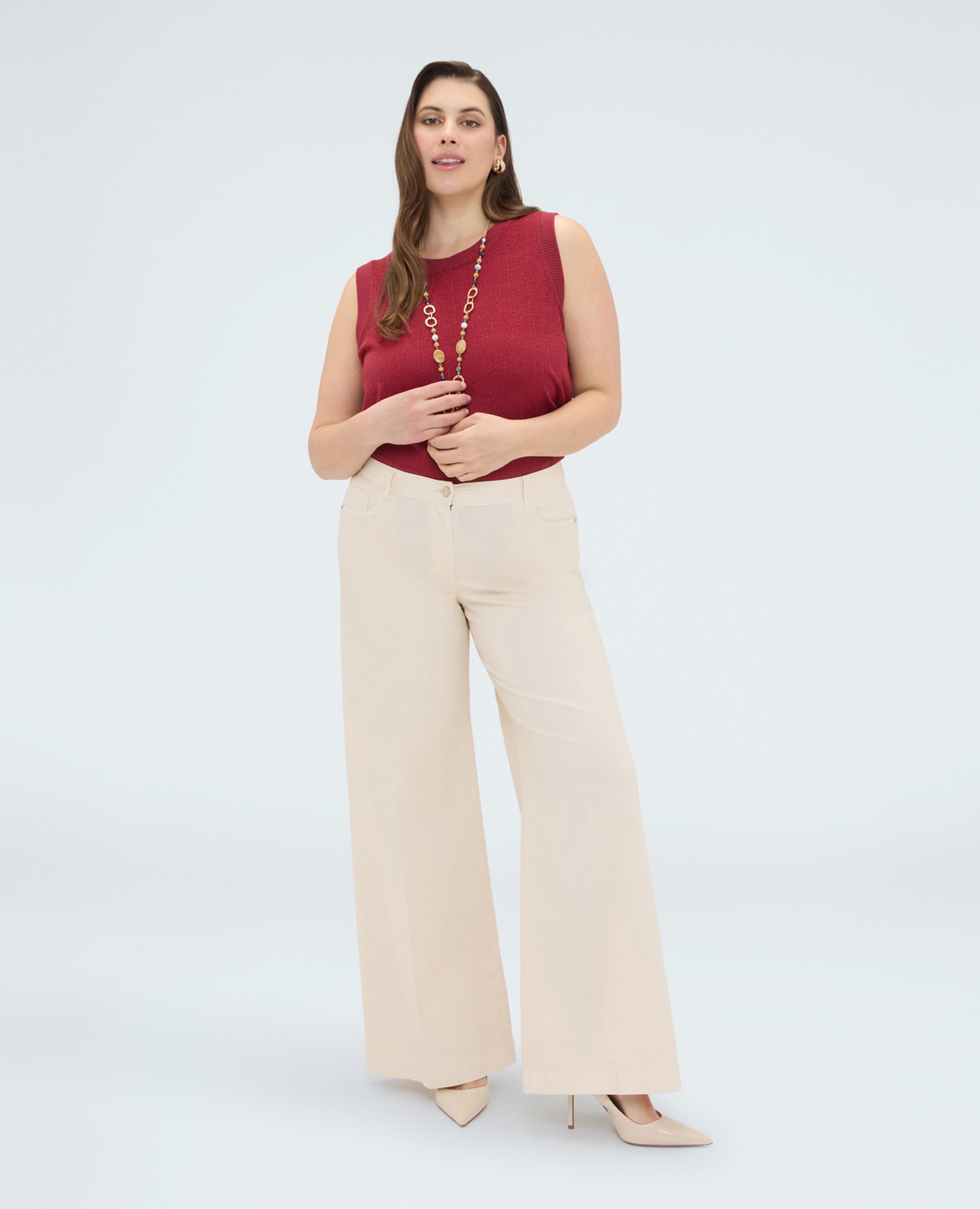 Top de mujer de punto lurex ajuste para el máximo confort - Fiorella Rubino - Rojo Rojo-3