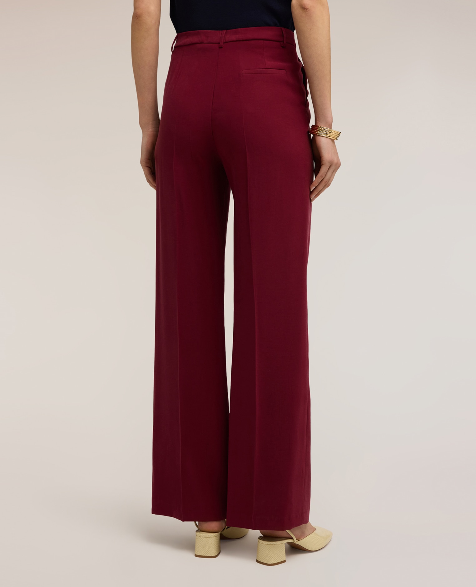 Pantalones de mujer rectos de mezcla de viscosa - Motivi - Burdeos Burdeos-2