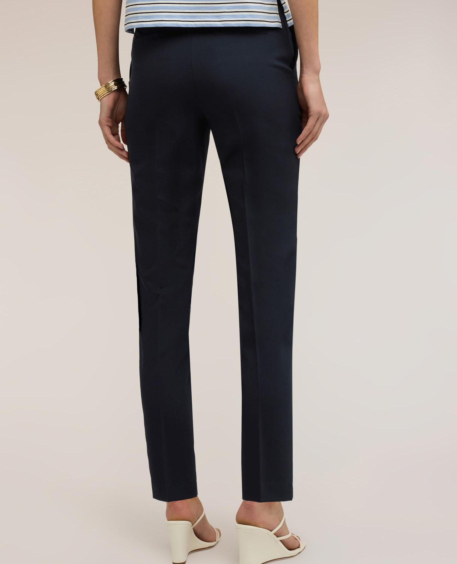 Pantalones de mujer rectos de poliviscosa cierre frontal con corchete y cremallera - Motivi - Azul Azul-2