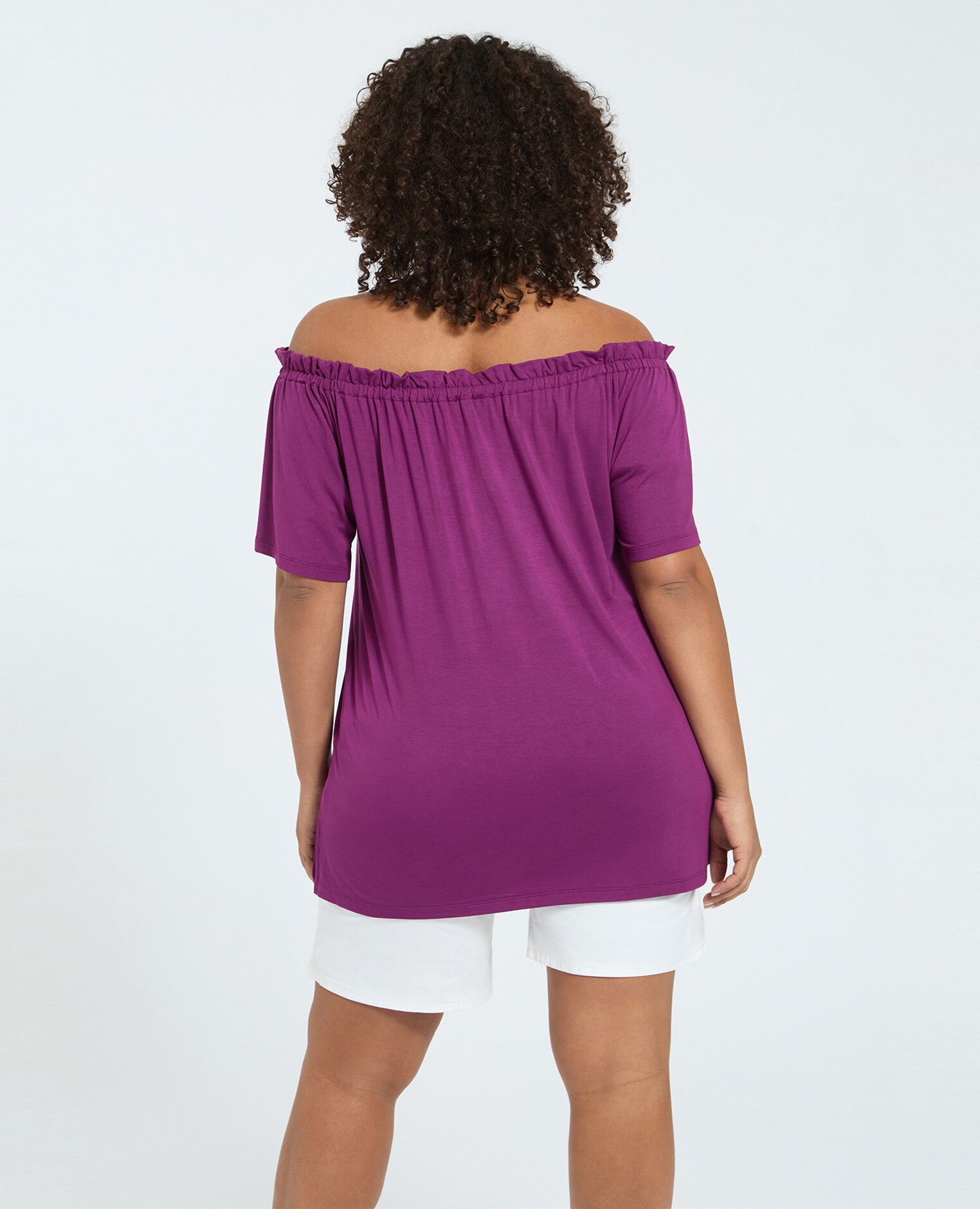 Camiseta de mujer off shoulders en jersey de viscosa ajuste y diseño para el máximo confort - Fiorella Rubino - Burdeos Burdeos-2