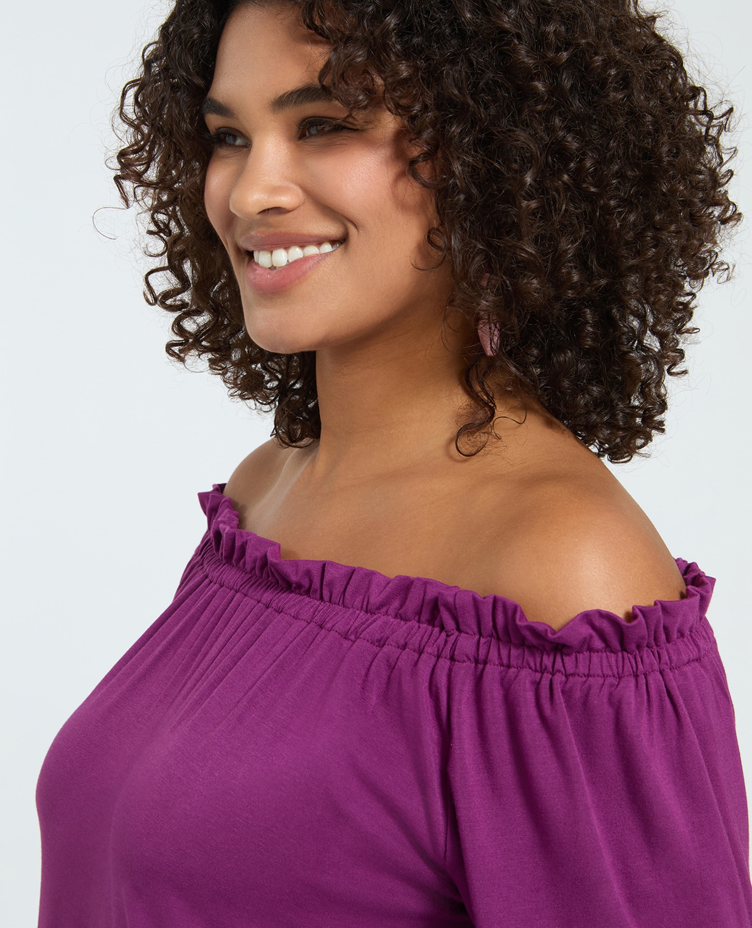 Camiseta de mujer off shoulders en jersey de viscosa ajuste y diseño para el máximo confort - Fiorella Rubino - Burdeos Burdeos-4