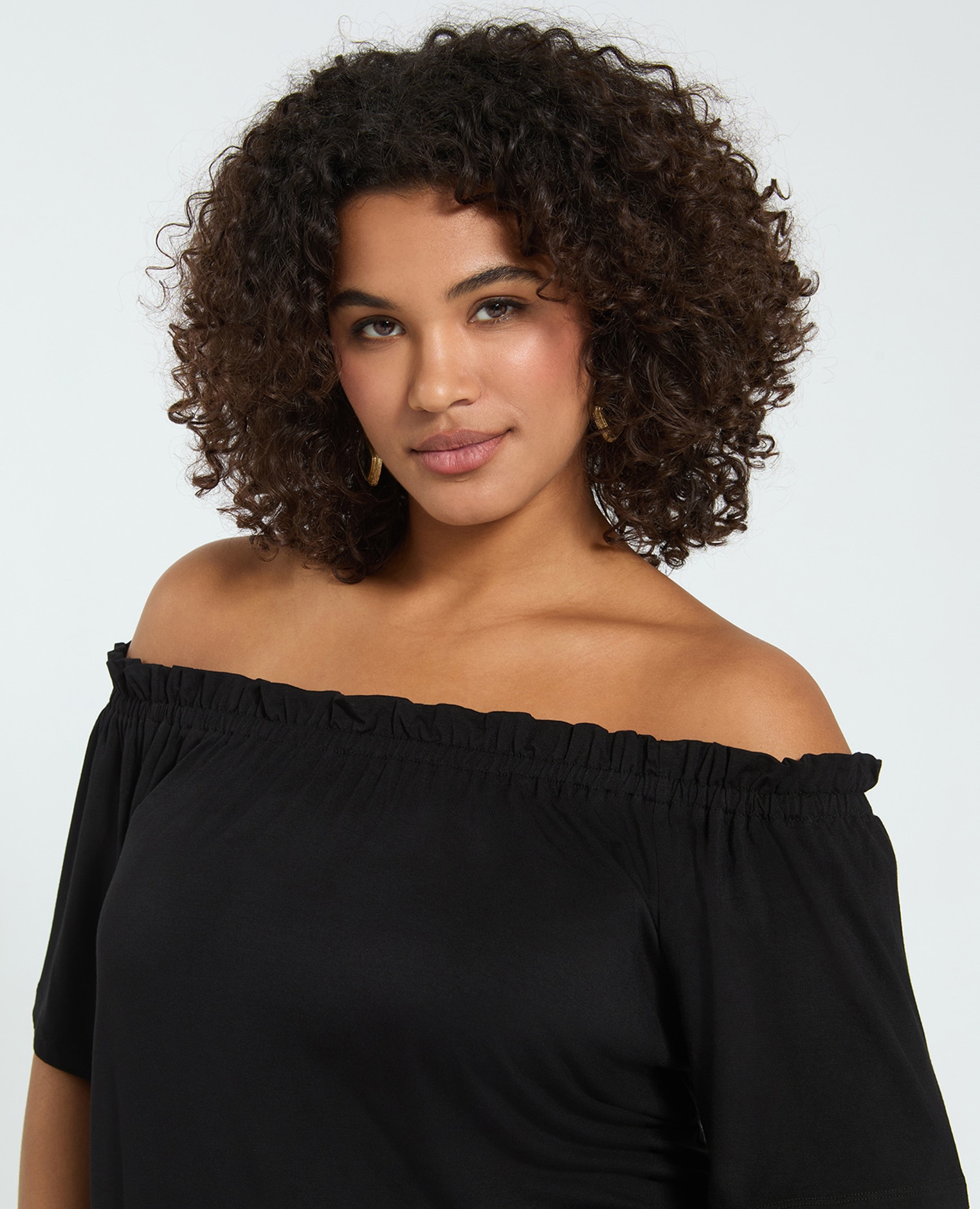 Camiseta de mujer off shoulders en jersey de viscosa ajuste y diseño para el máximo confort - Fiorella Rubino - Negro Negro-4