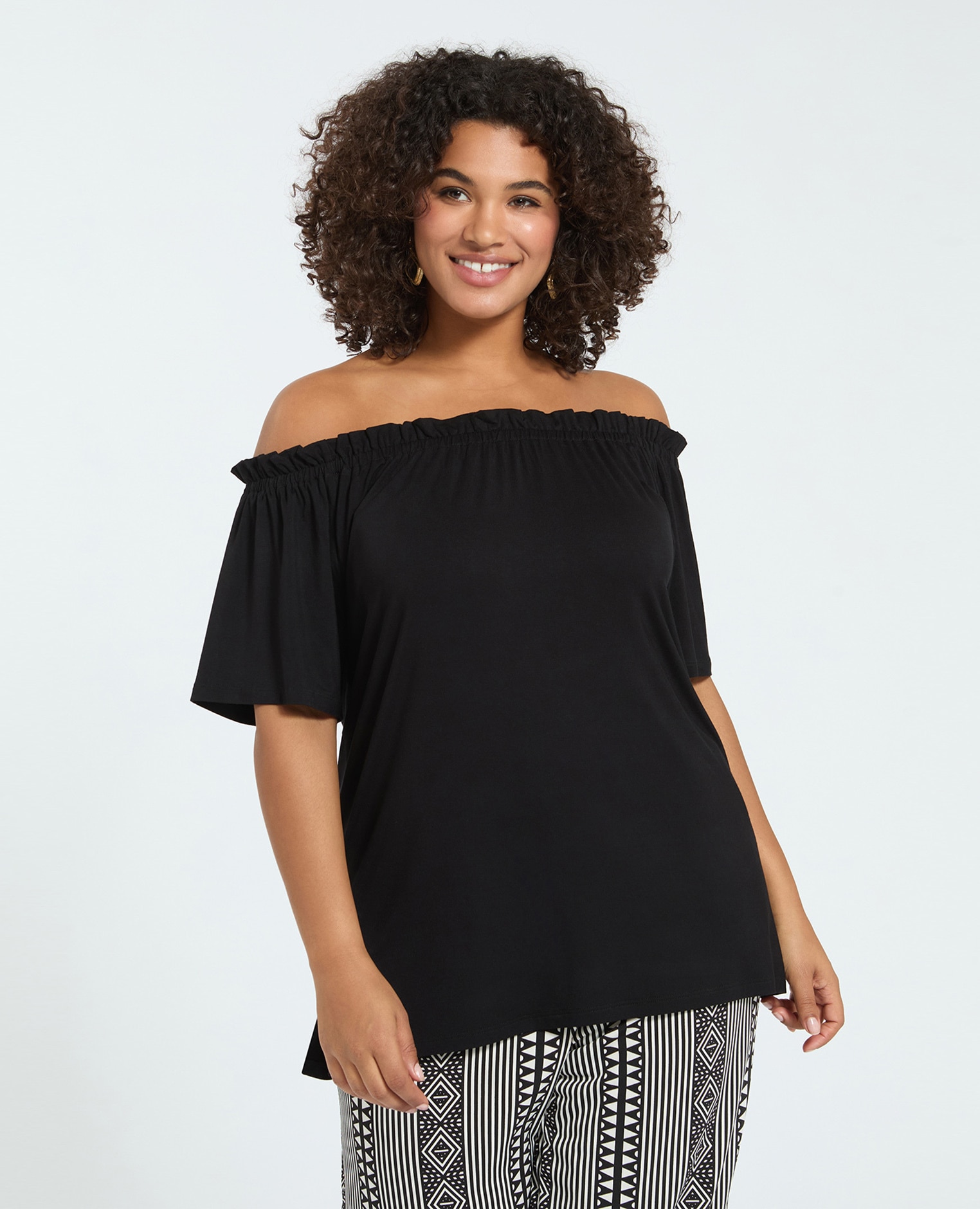 Fiorella Rubino - Camiseta de mujer off shoulders en jersey de viscosa ajuste y diseño para el máximo confort.