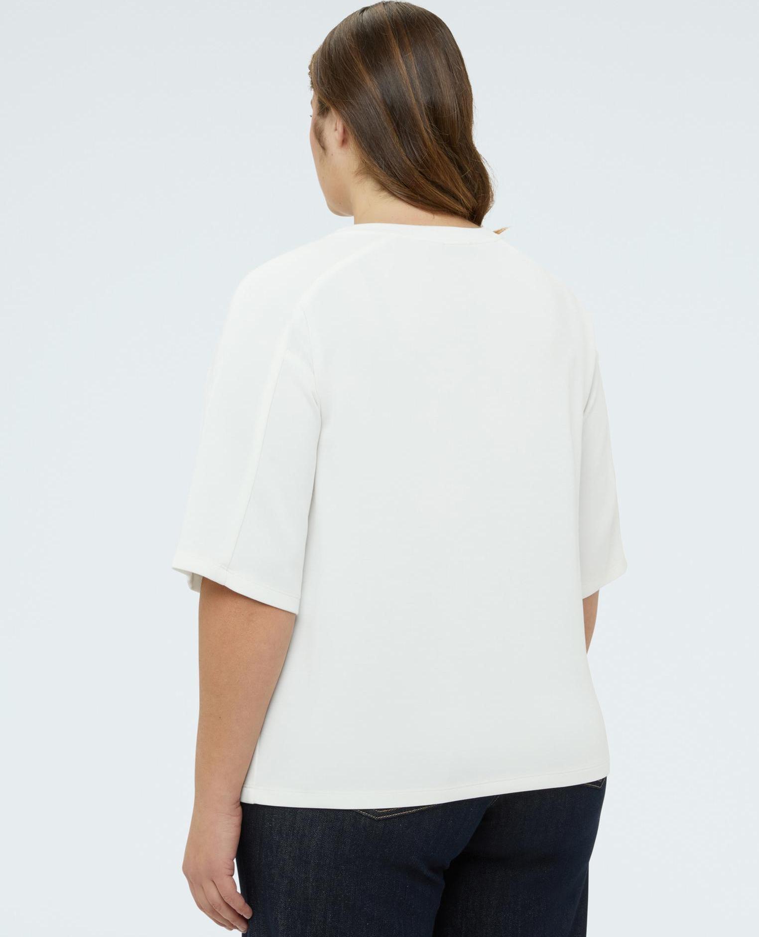 Sudadera de mujer con aplicaciones en el cuello aplicaciones luminosas en el escote - Fiorella Rubino - Blanco Blanco-2