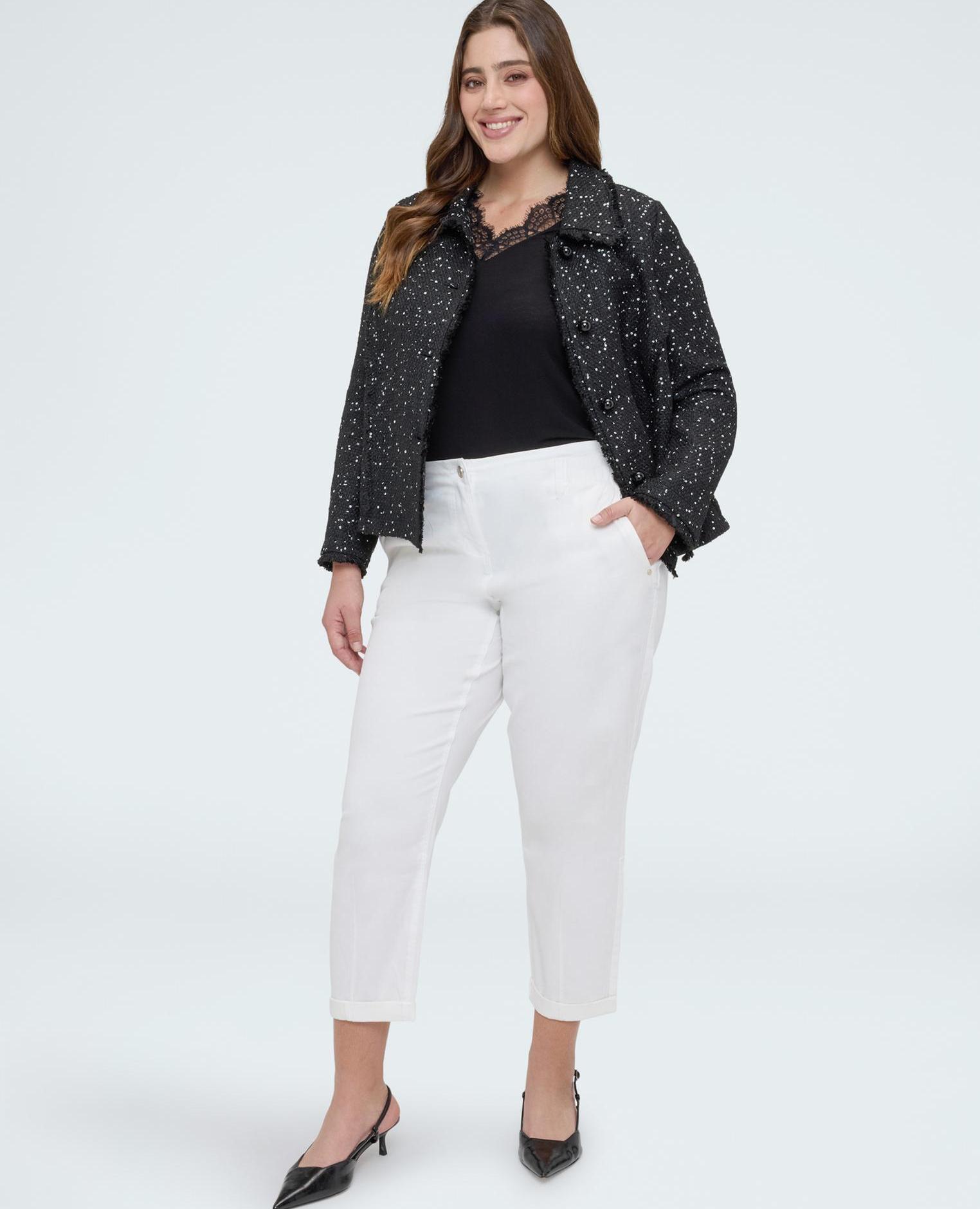 Camiseta de mujer de mezcla de lana con encaje - Fiorella Rubino - Negro Negro-4